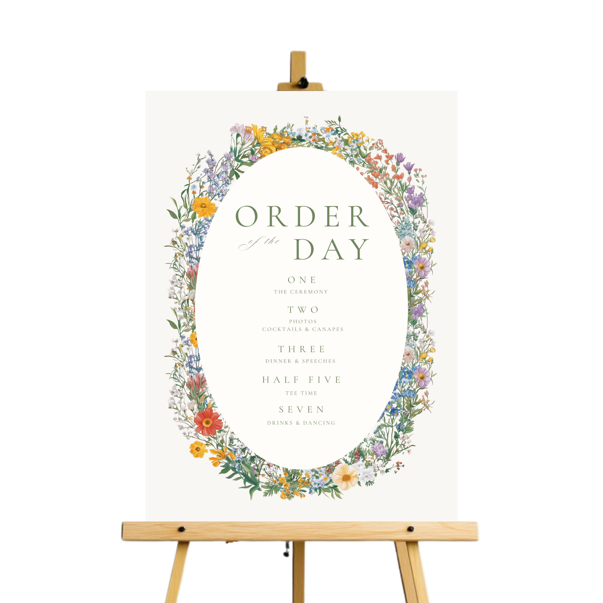 Pastel Floral Arch Order Of The Day Sign