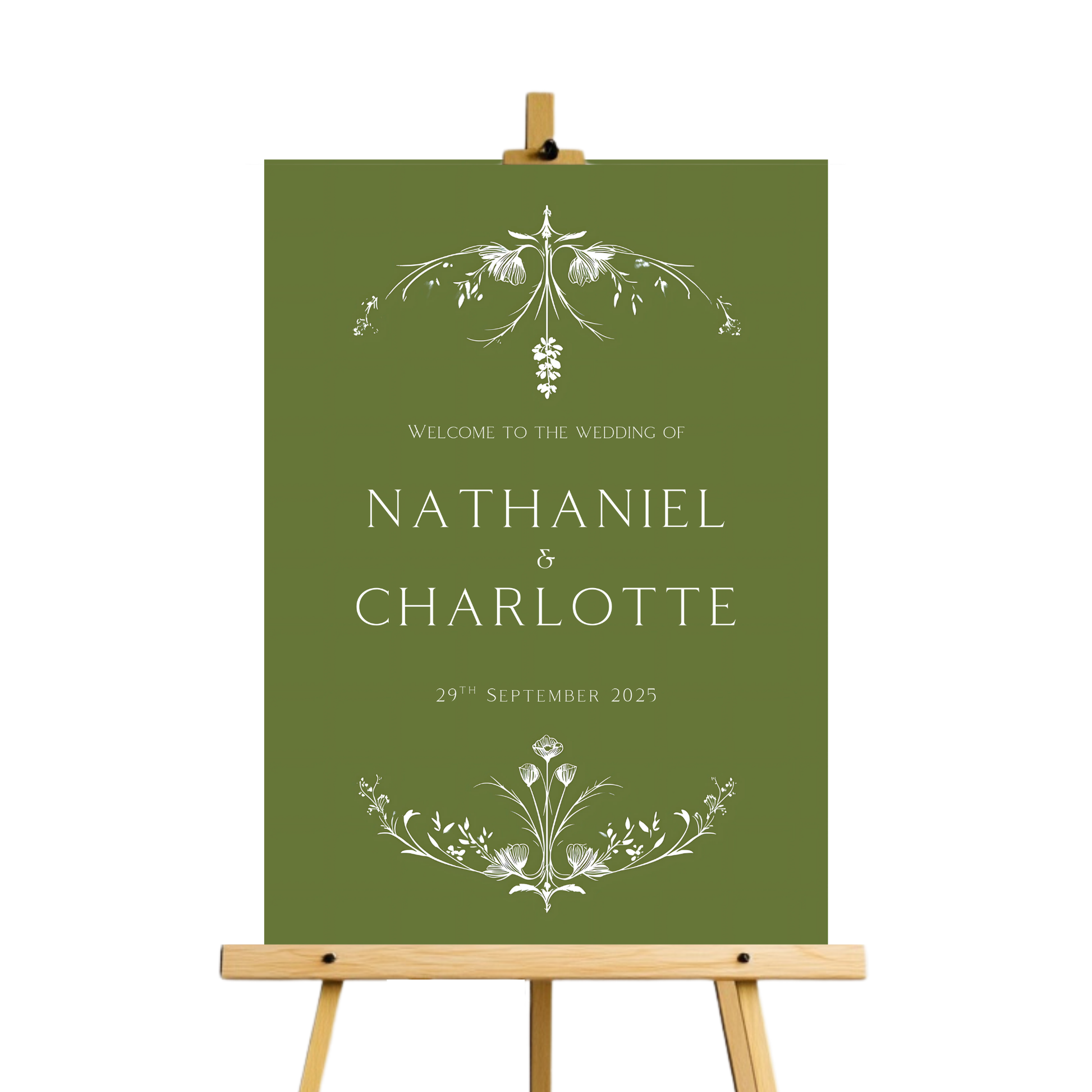 Illustrated Floral Arch Welcome Sign (Green)