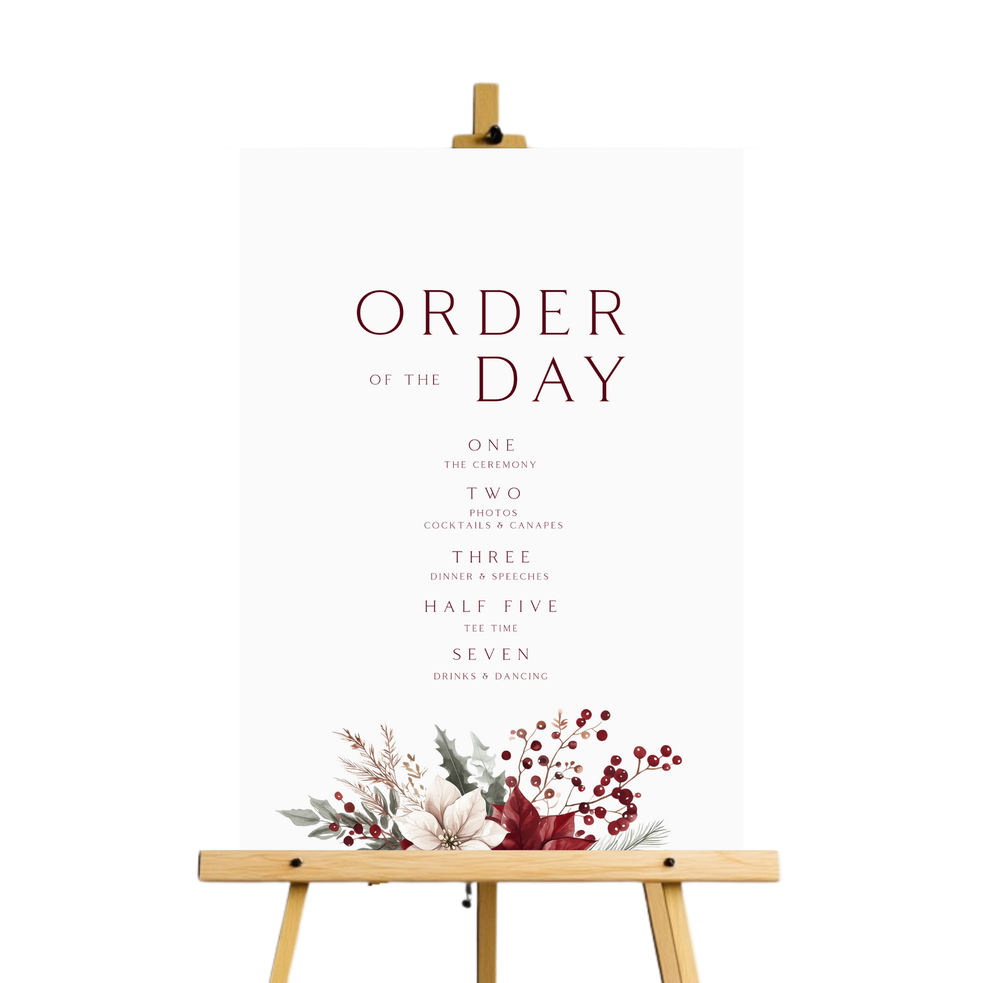Winter Florals Order Of The Day Sign