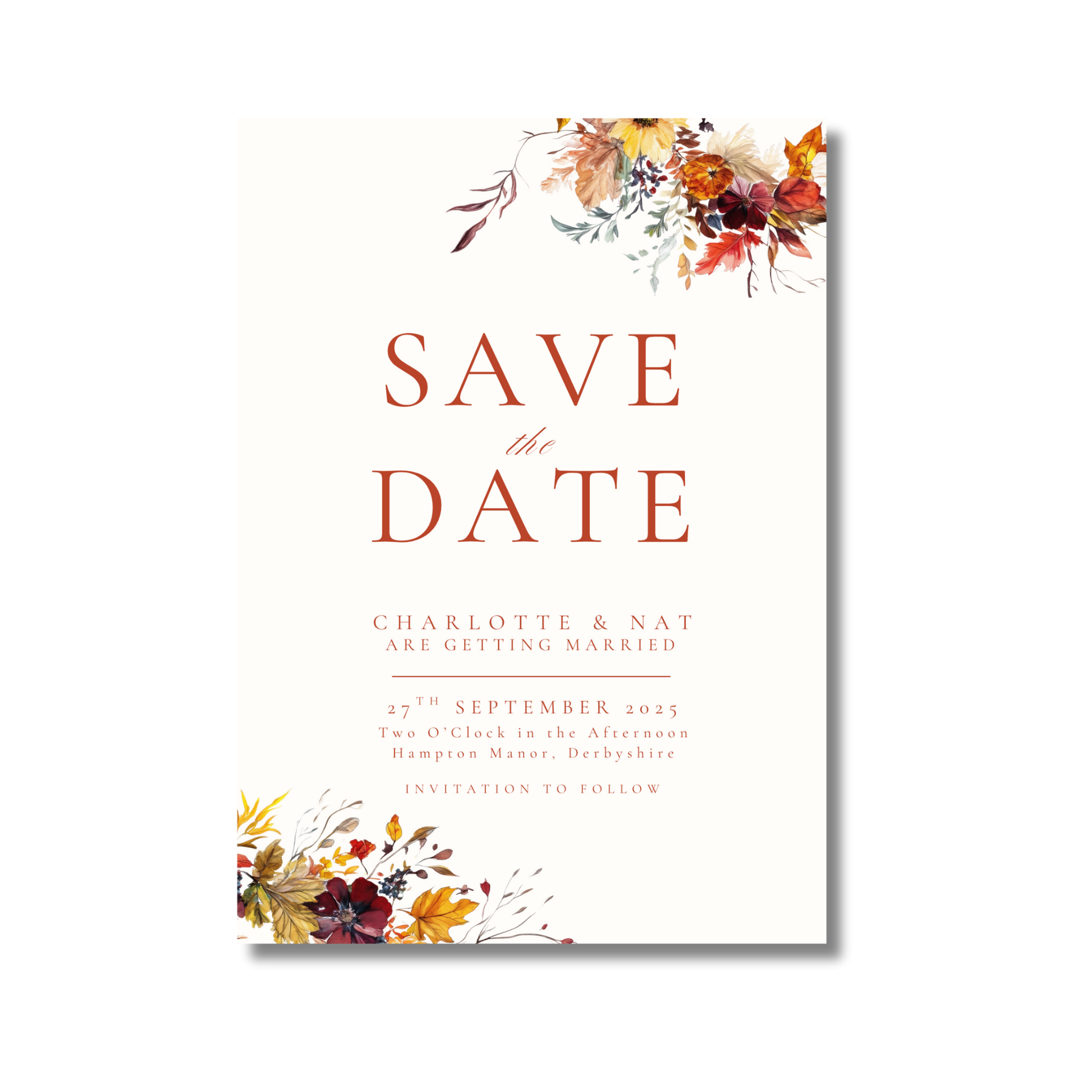 Simple Autumn Florals Save The Date