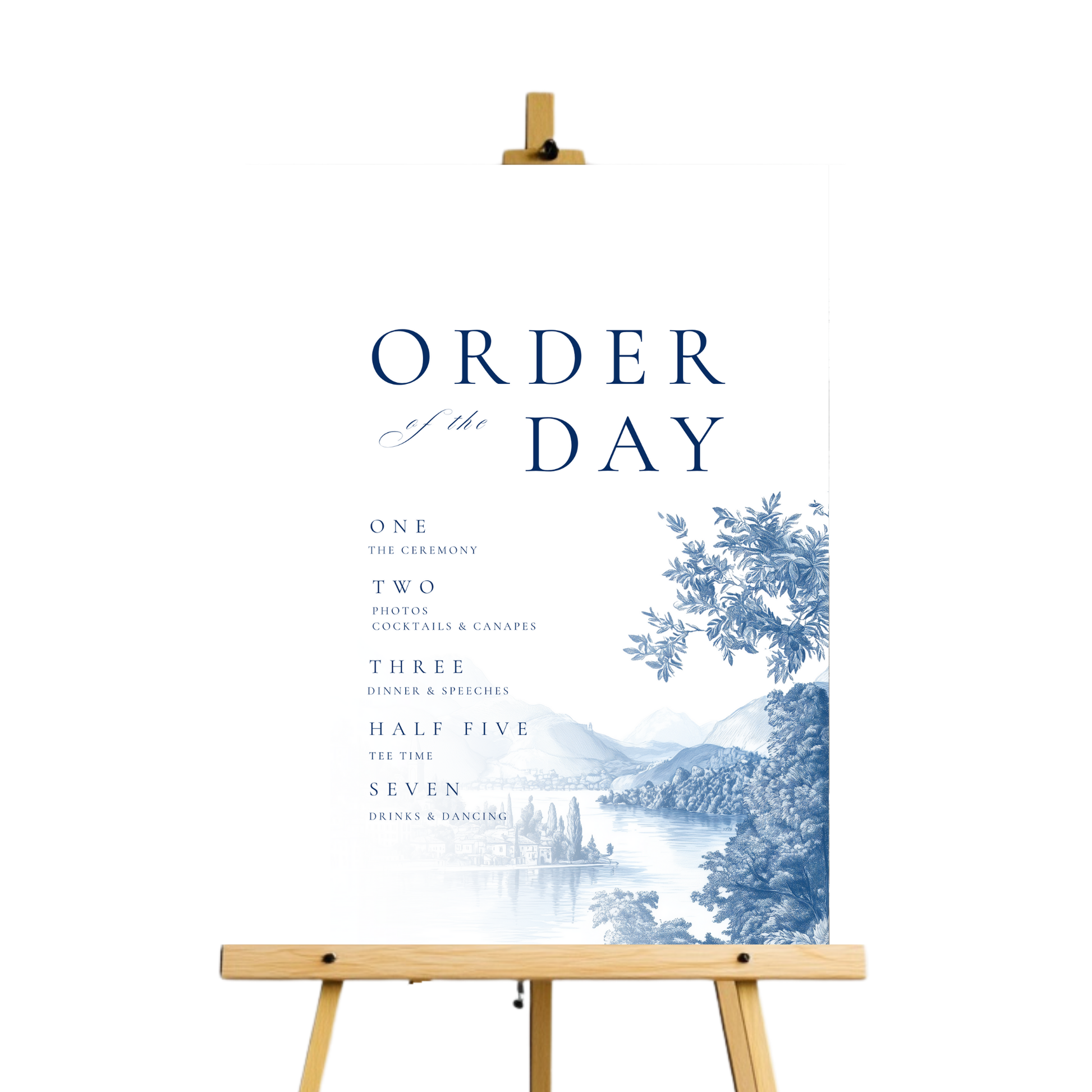 Blue & White Lake Como Order Of The Day Sign