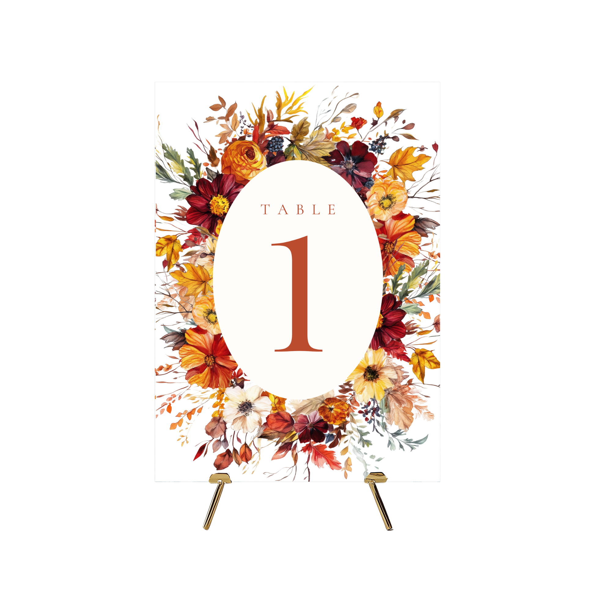 Busy Autumn Florals Table Numbers
