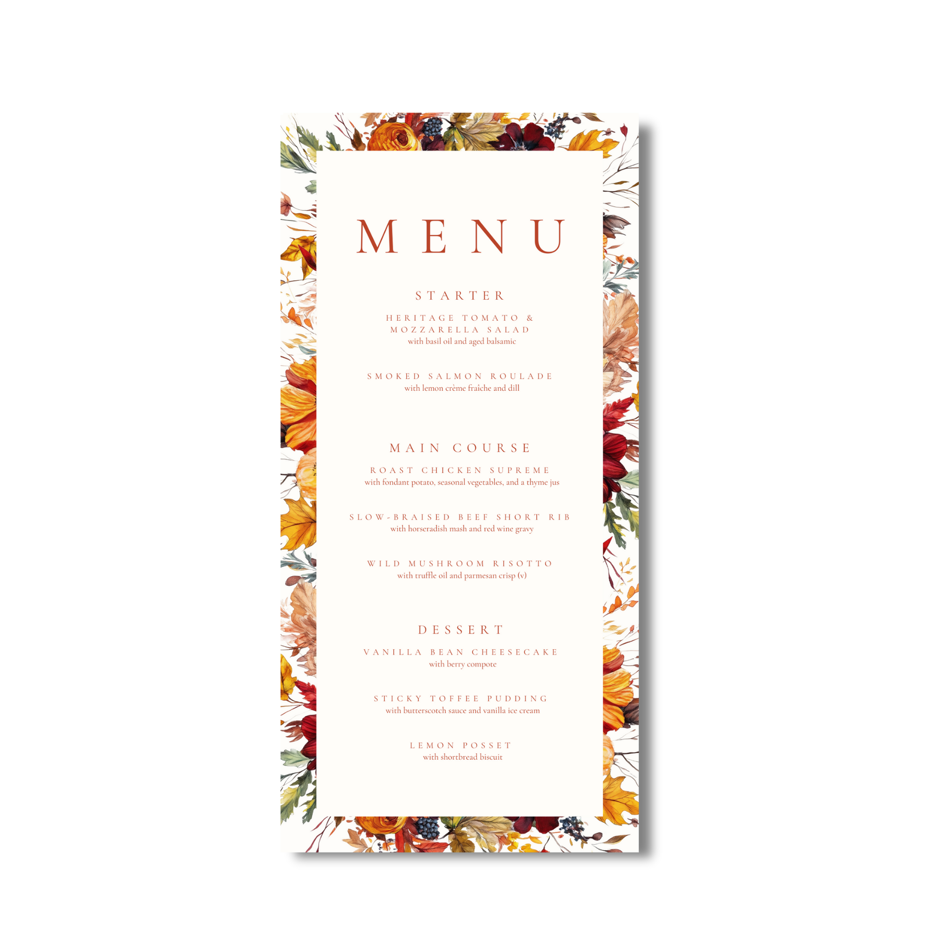 Busy Autumn Florals Menu