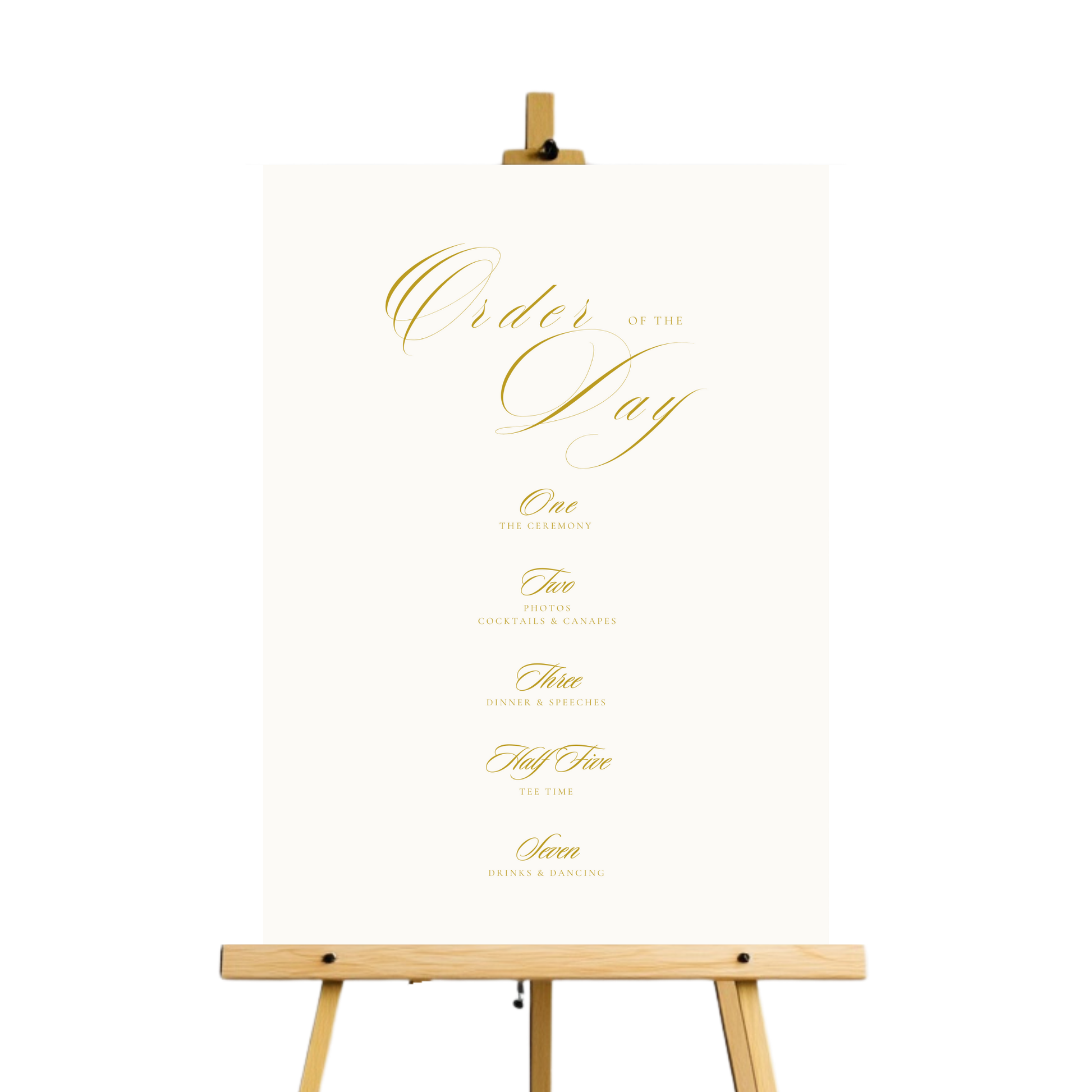 Gold Script Order Of The Day Sign