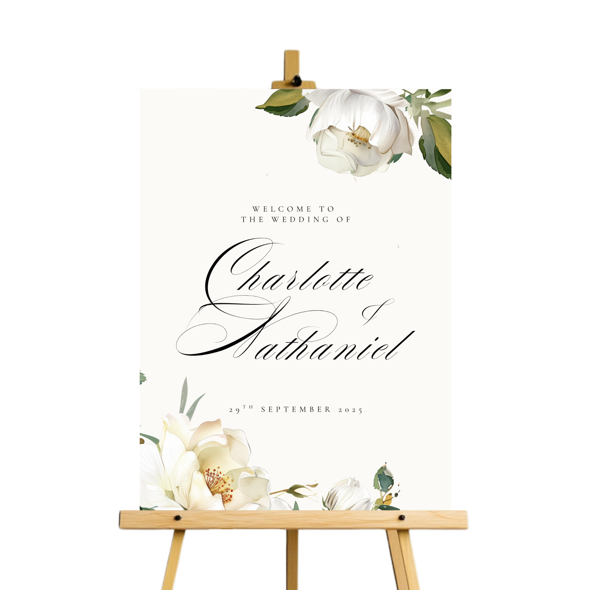 White Florals Welcome Sign