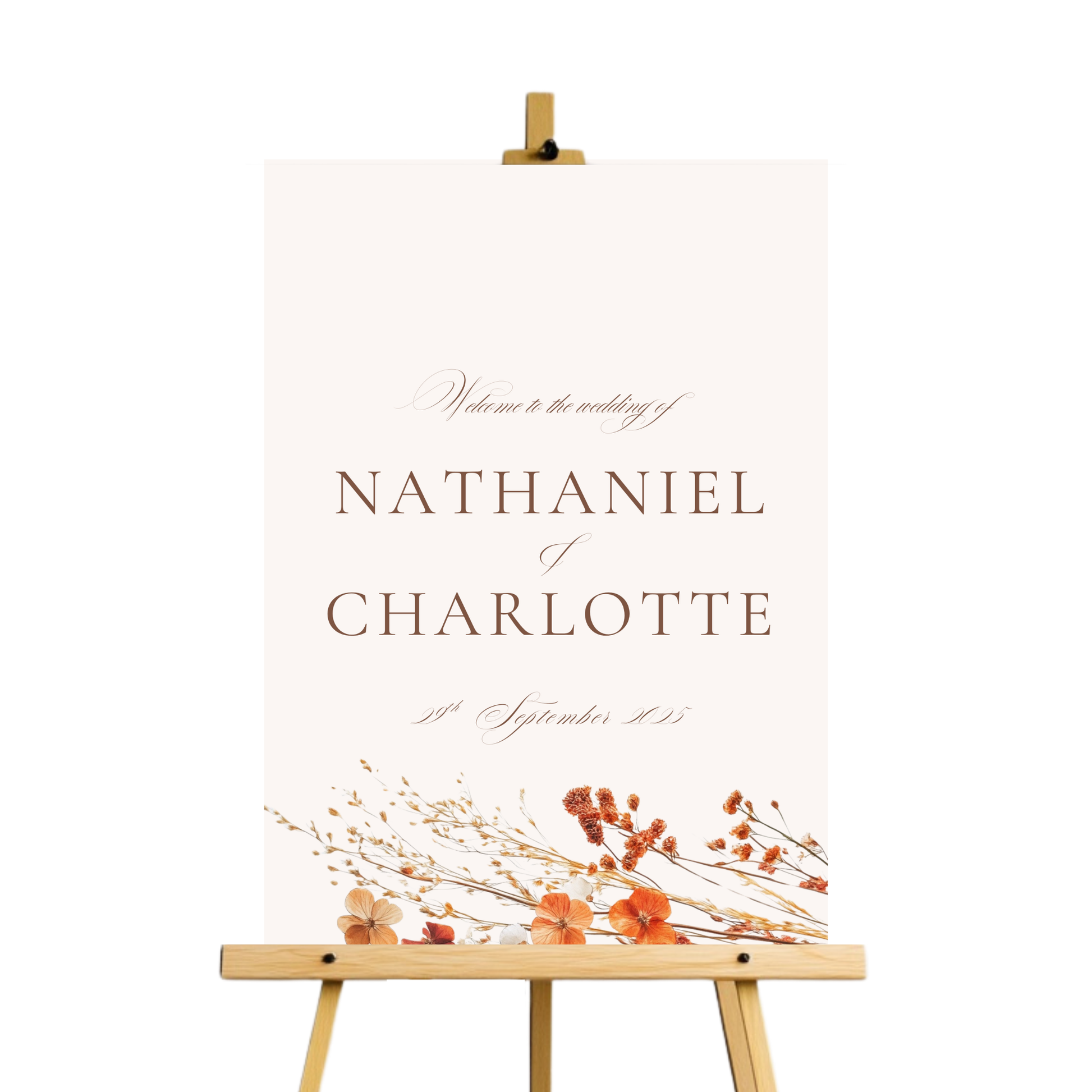 Simple Dried Flowers Welcome Sign
