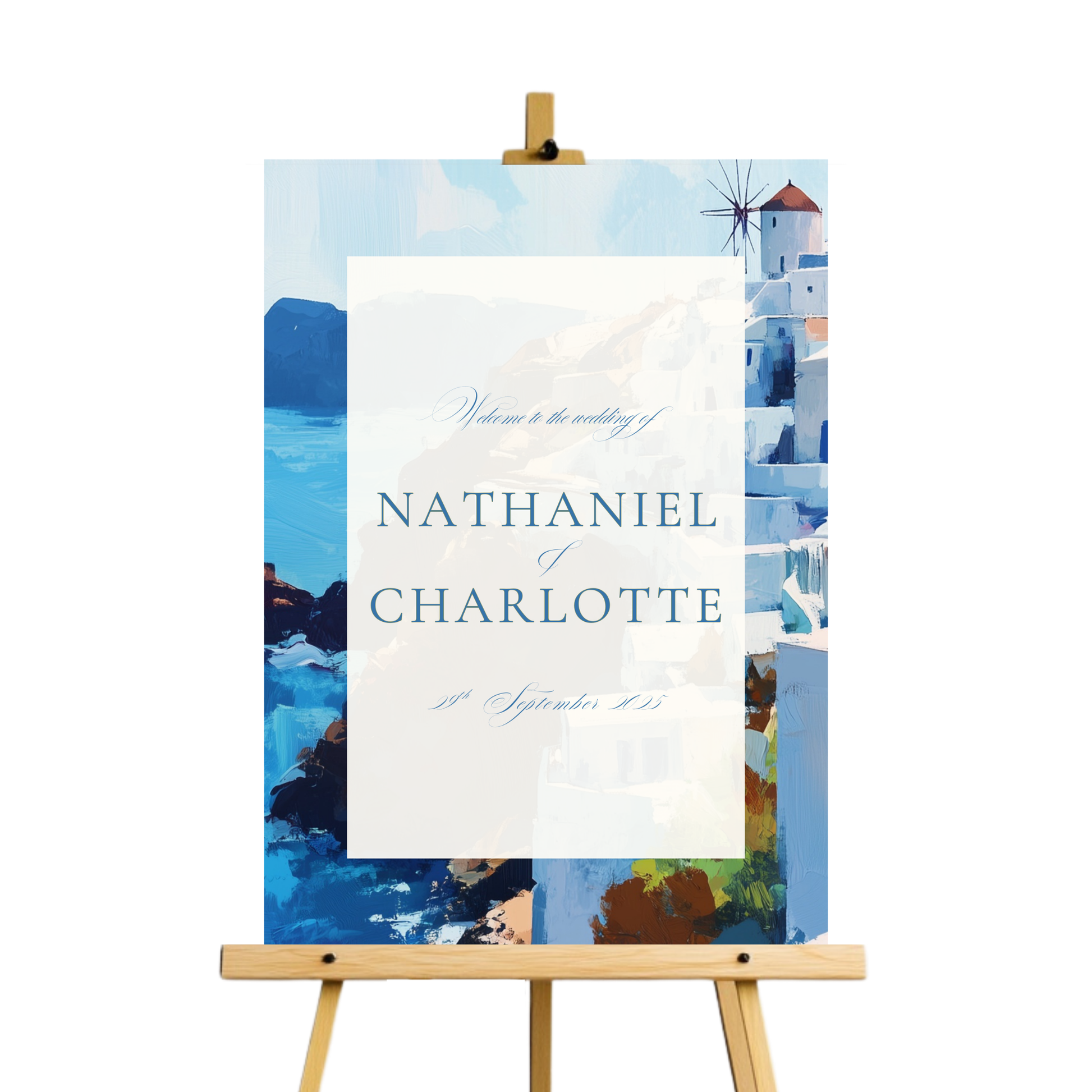 Santorini Painting Welcome Sign
