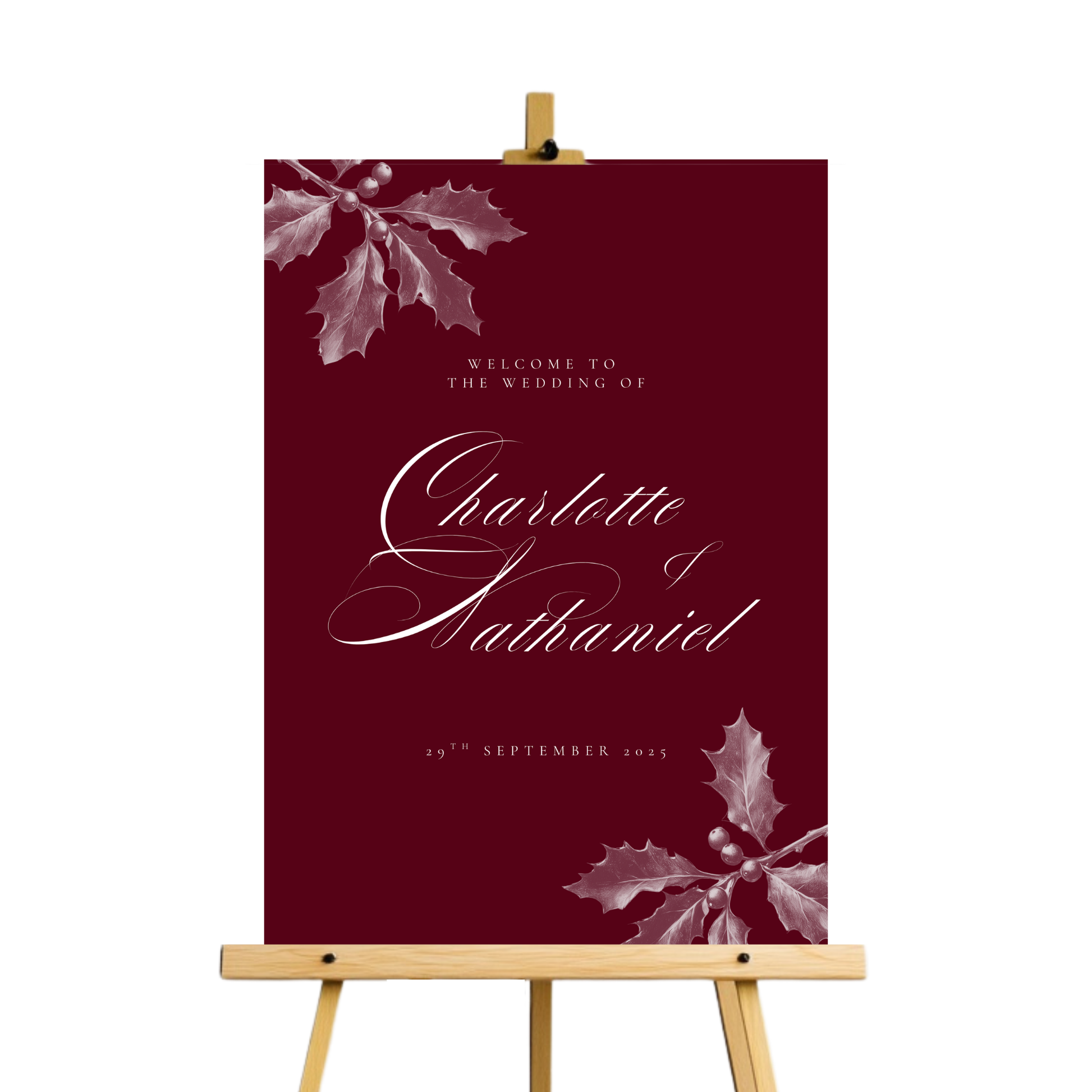 Red Holly Welcome Sign