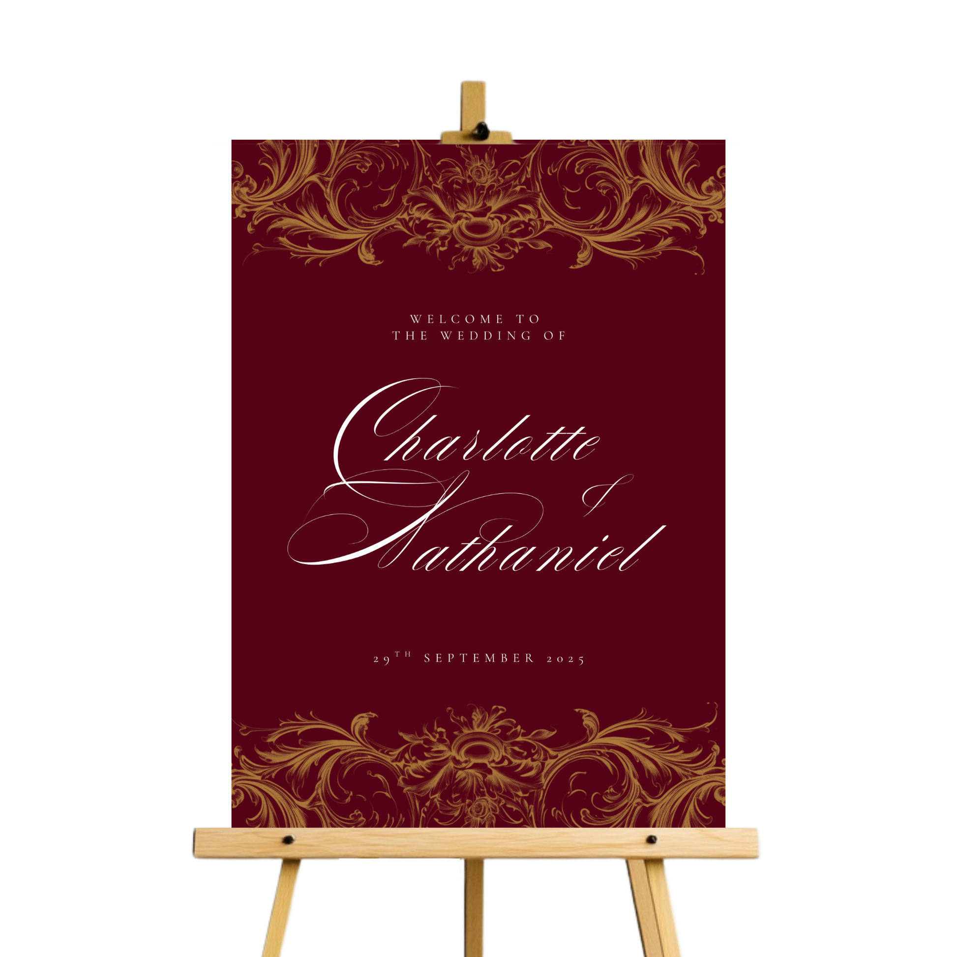 Red & Gold Rococo Frame Welcome Sign