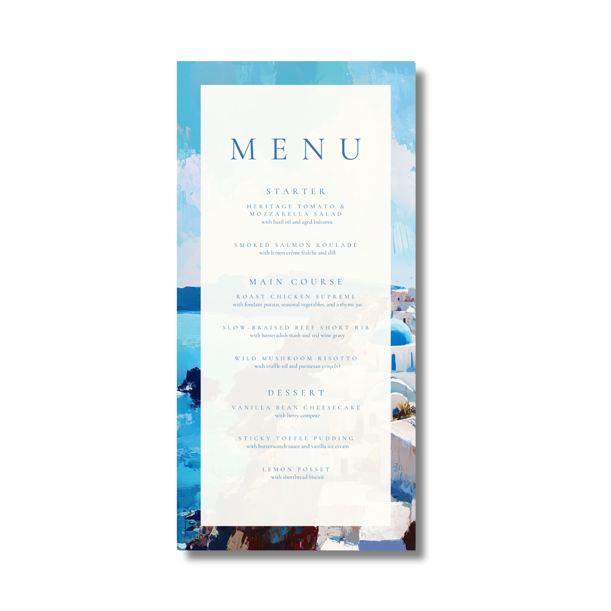 Santorini Painting Menu