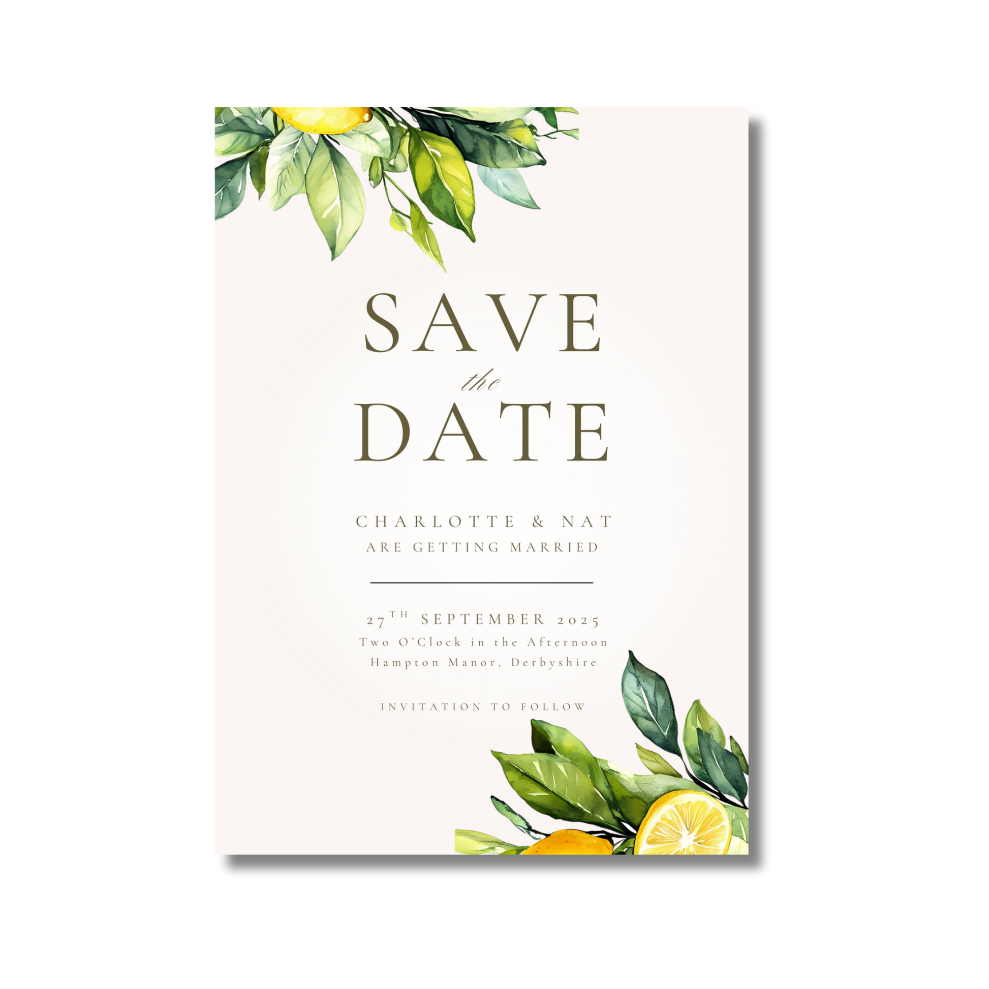 Lemons & Greenery Save The Date