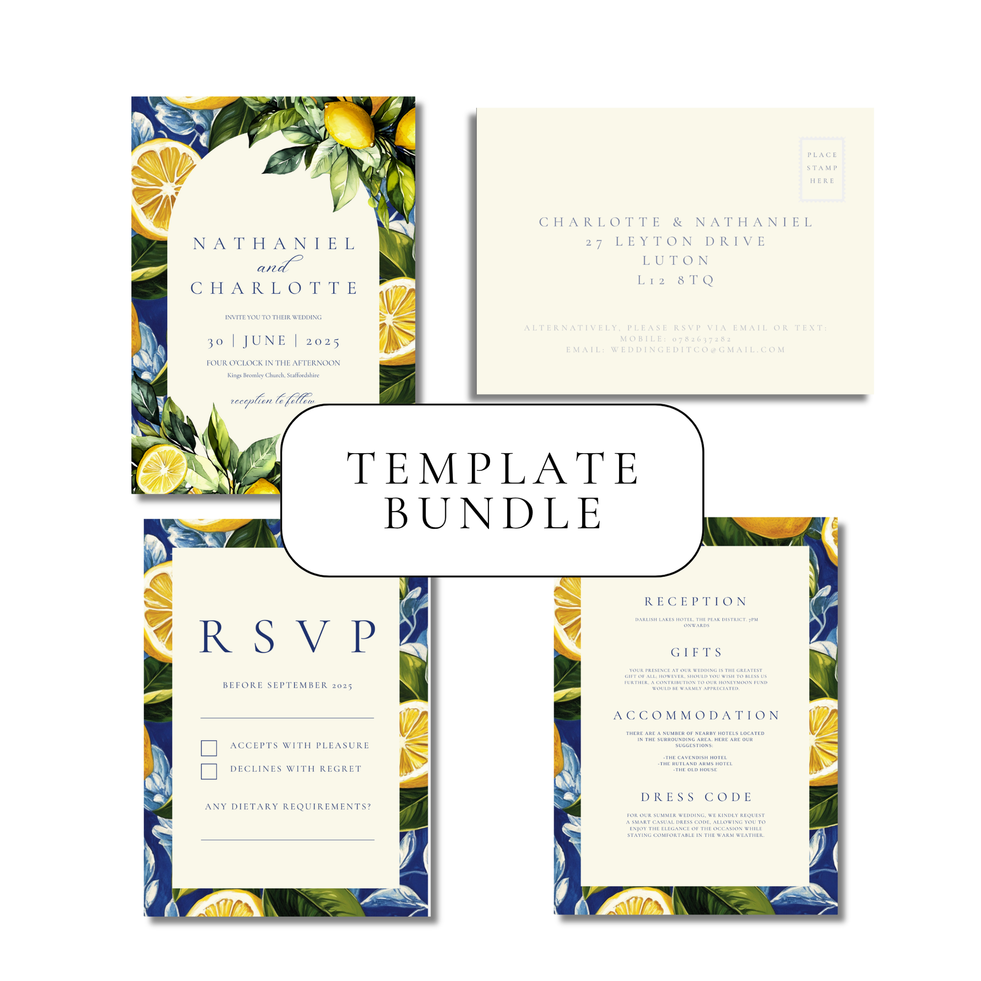 Mediterranean Invitation Suite Digital Templates