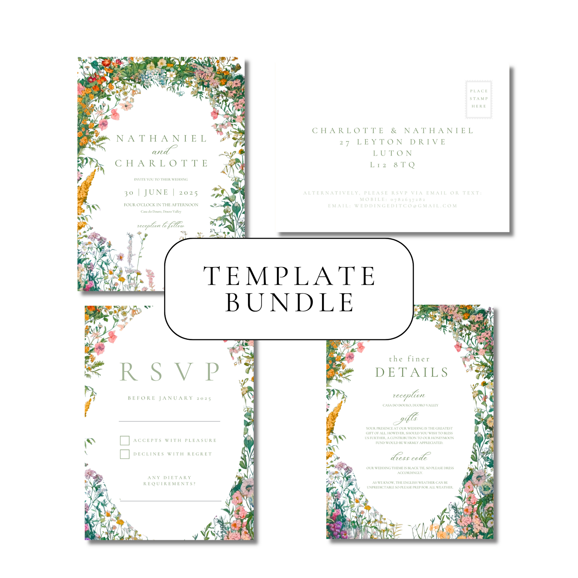 Busy & Bright Florals Invitation Suite Digital Templates