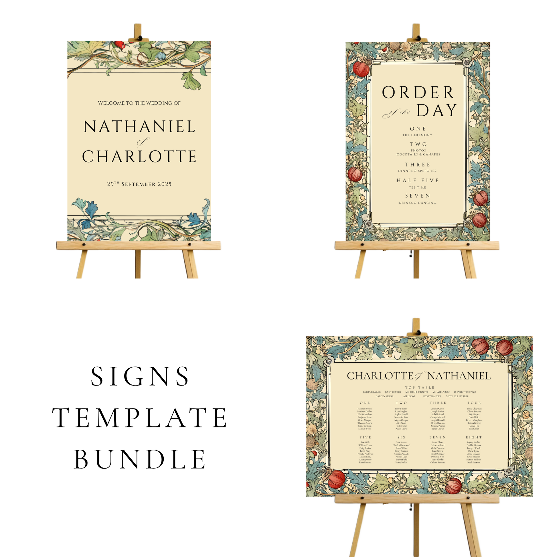 Vintage Arts & Crafts Wedding Signs Templates