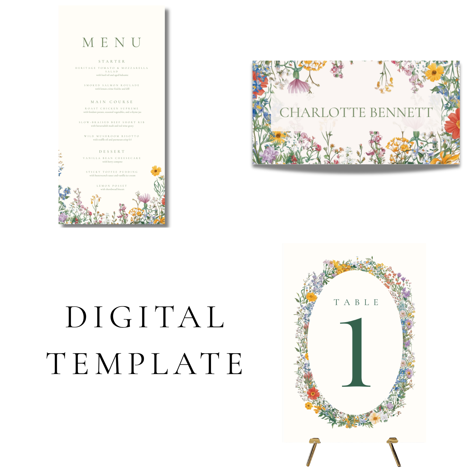 Pastel Flower Arch Wedding Breakfast Templates