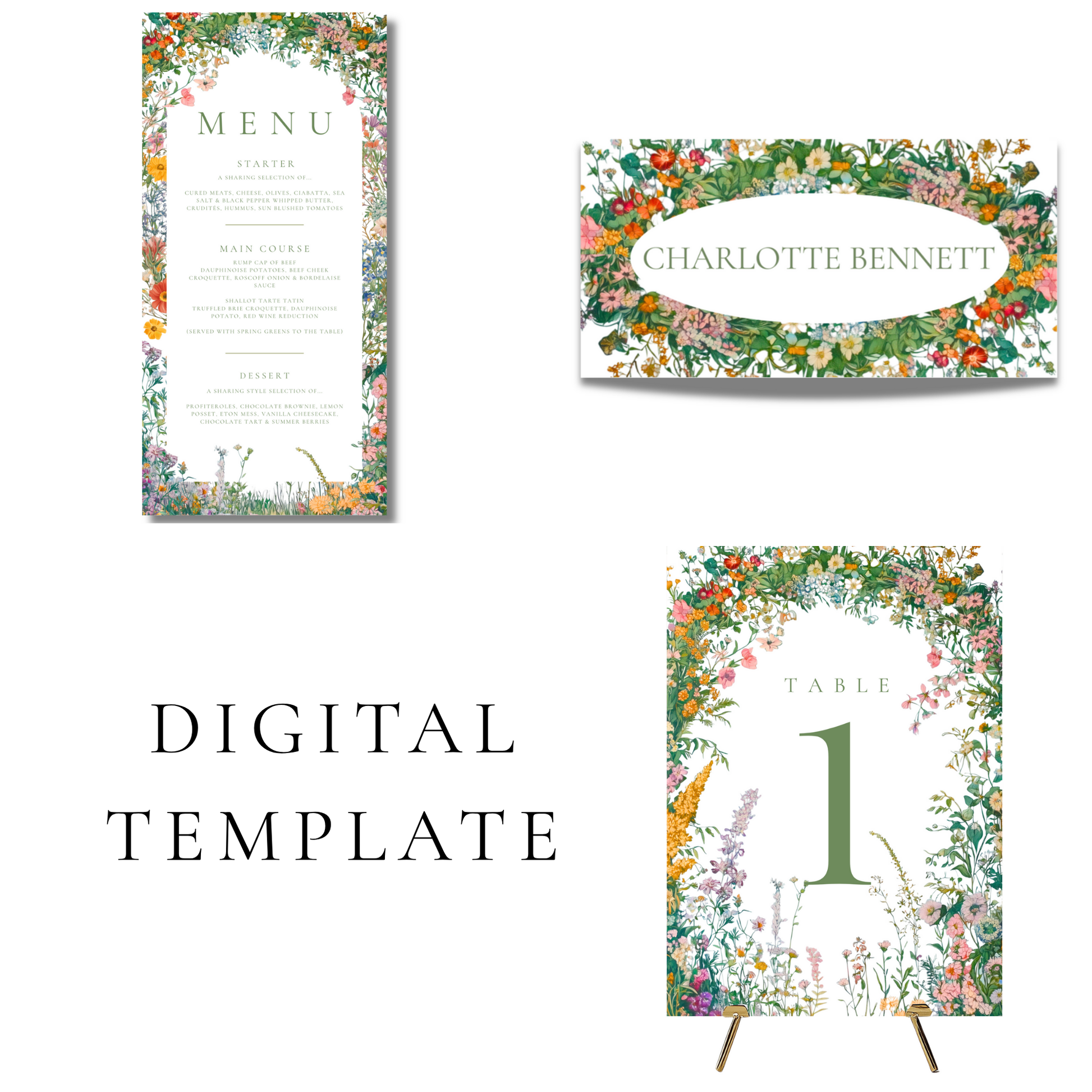 Busy & Bright Florals Wedding Breakfast Templates