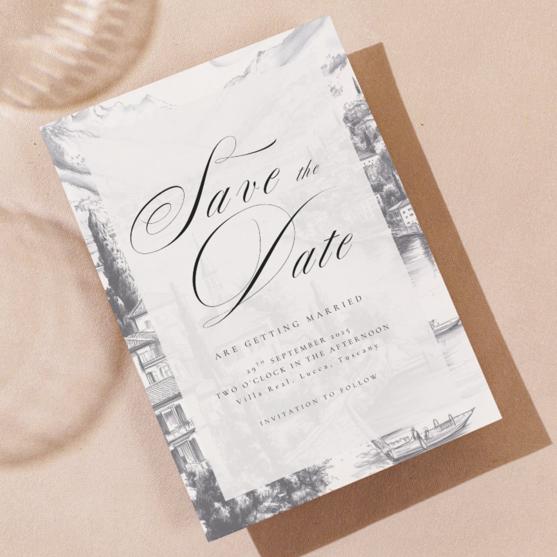 Monochrome Lake Como Save The Date