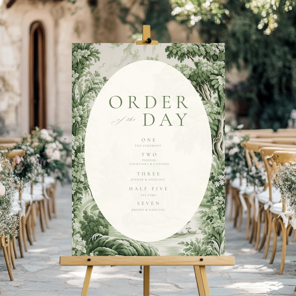 Green Toile Order Of The Day Sign