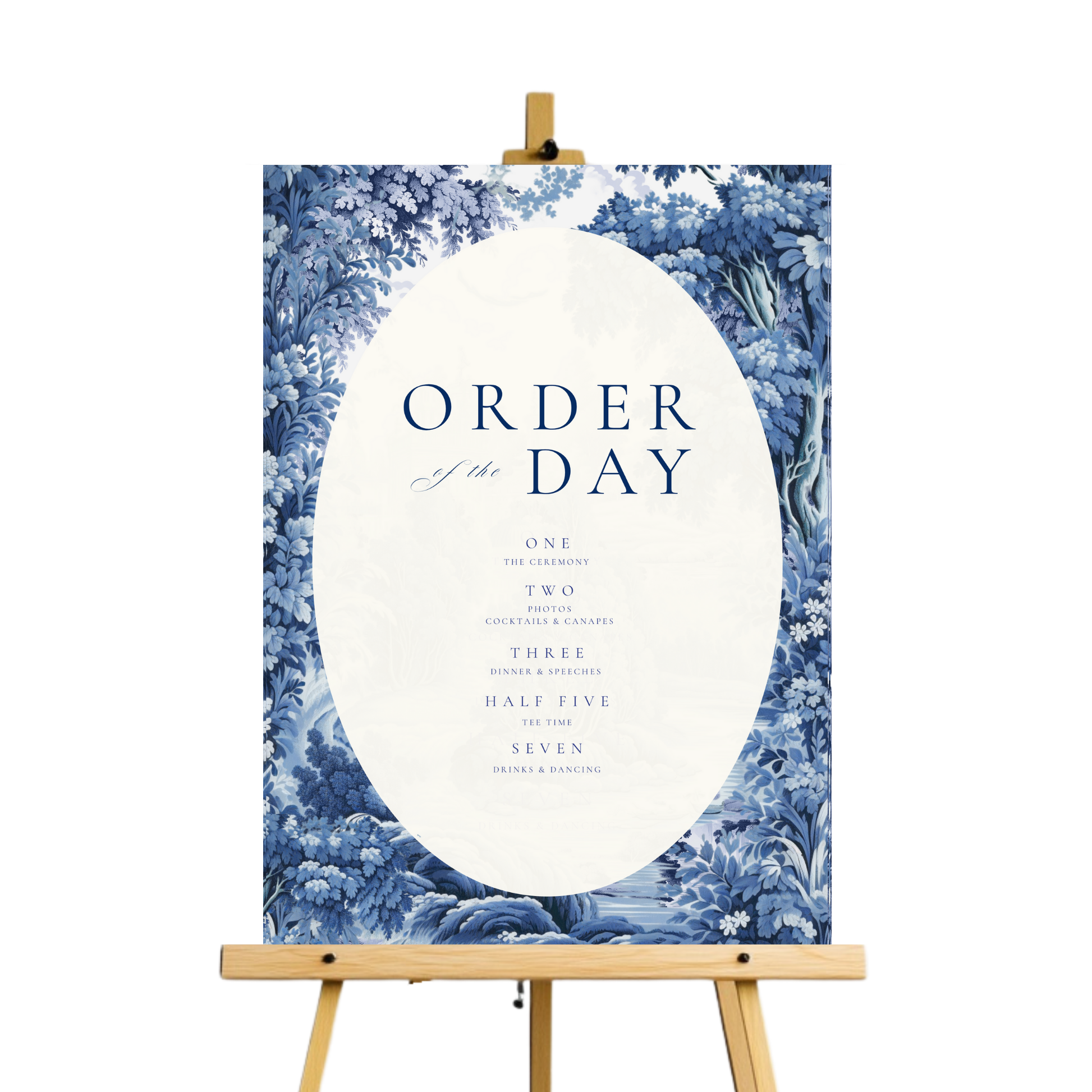 Blue Toile Order Of The Day Sign