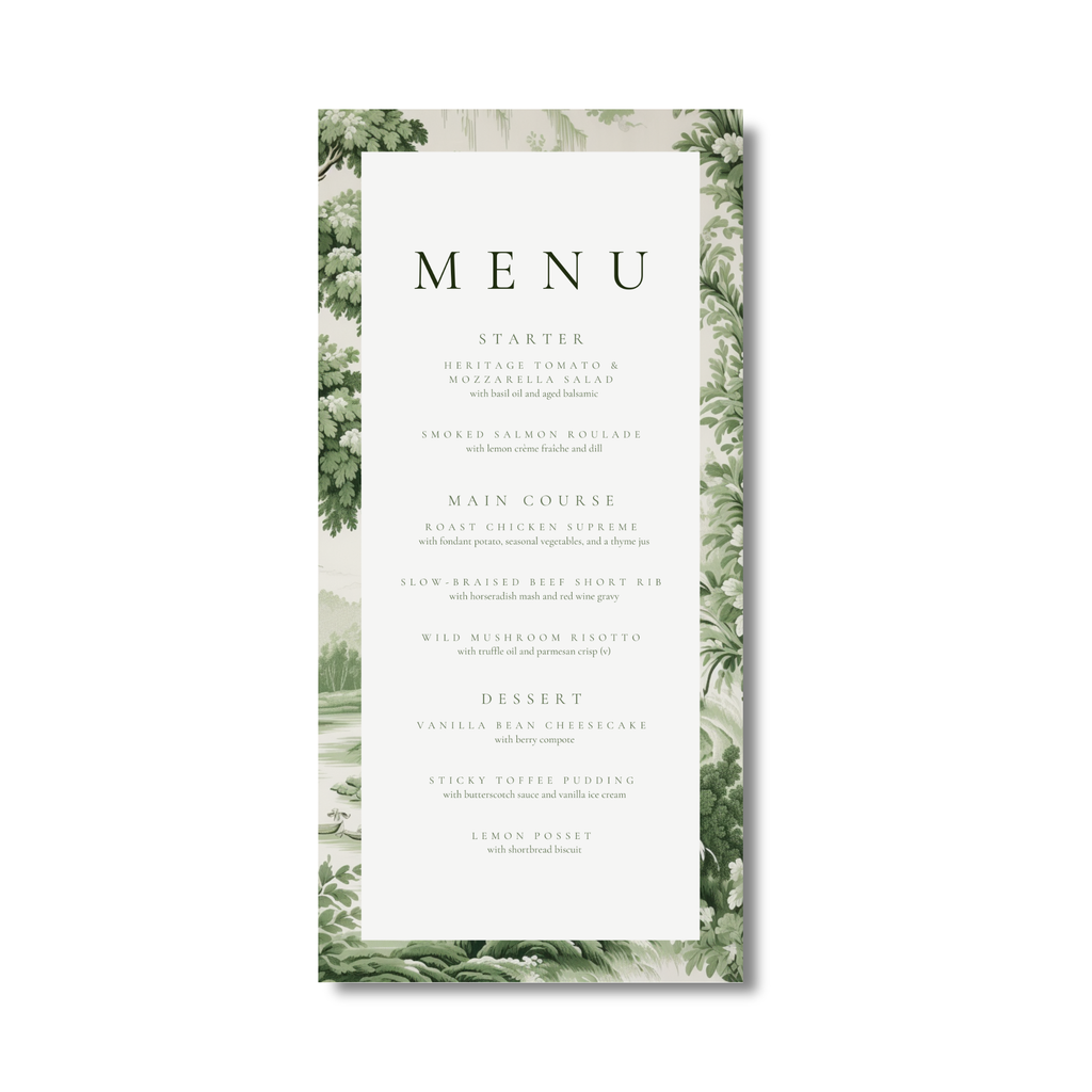 Green Toile Menu