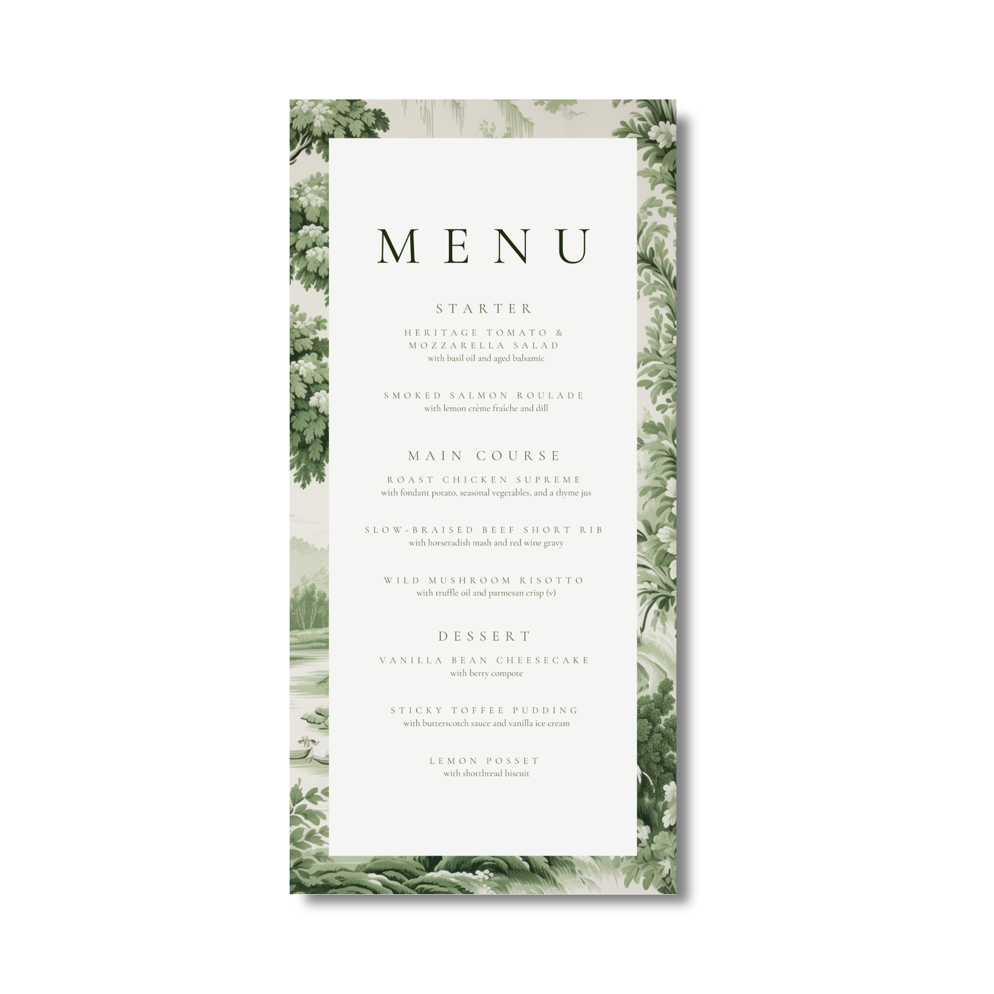 Green Toile Menu