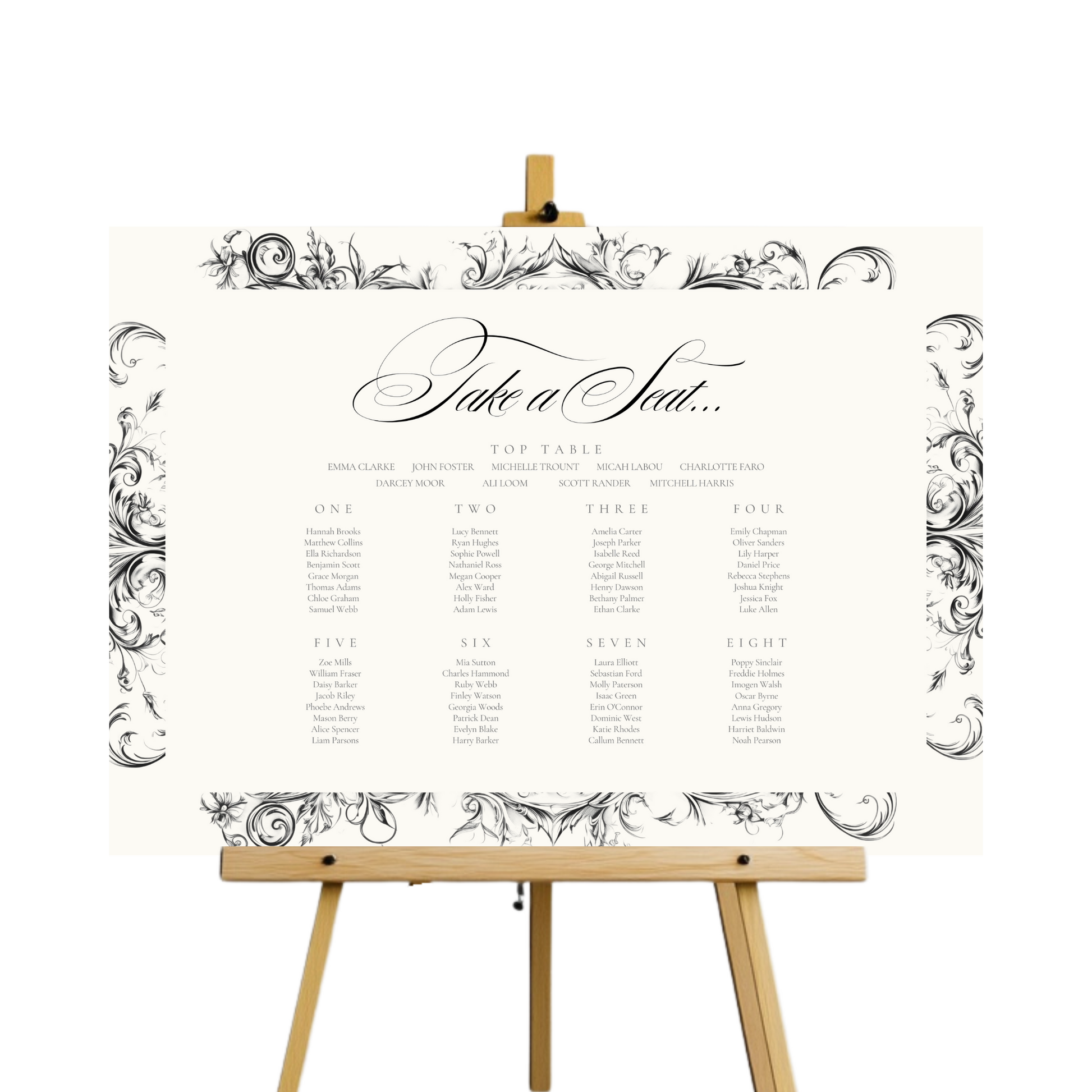 Vintage Monochrome Frame Seating Plan Sign