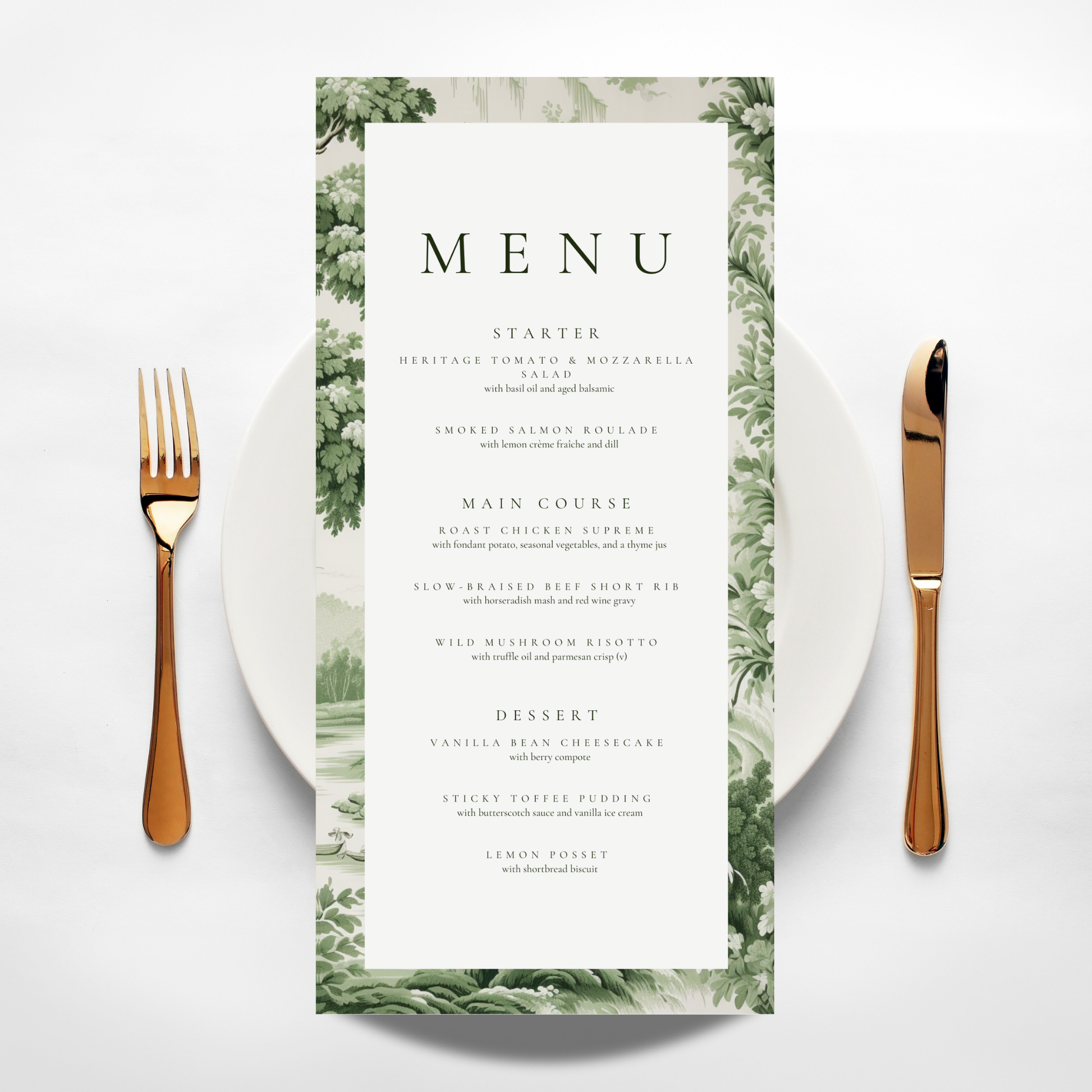 Green Toile Menu
