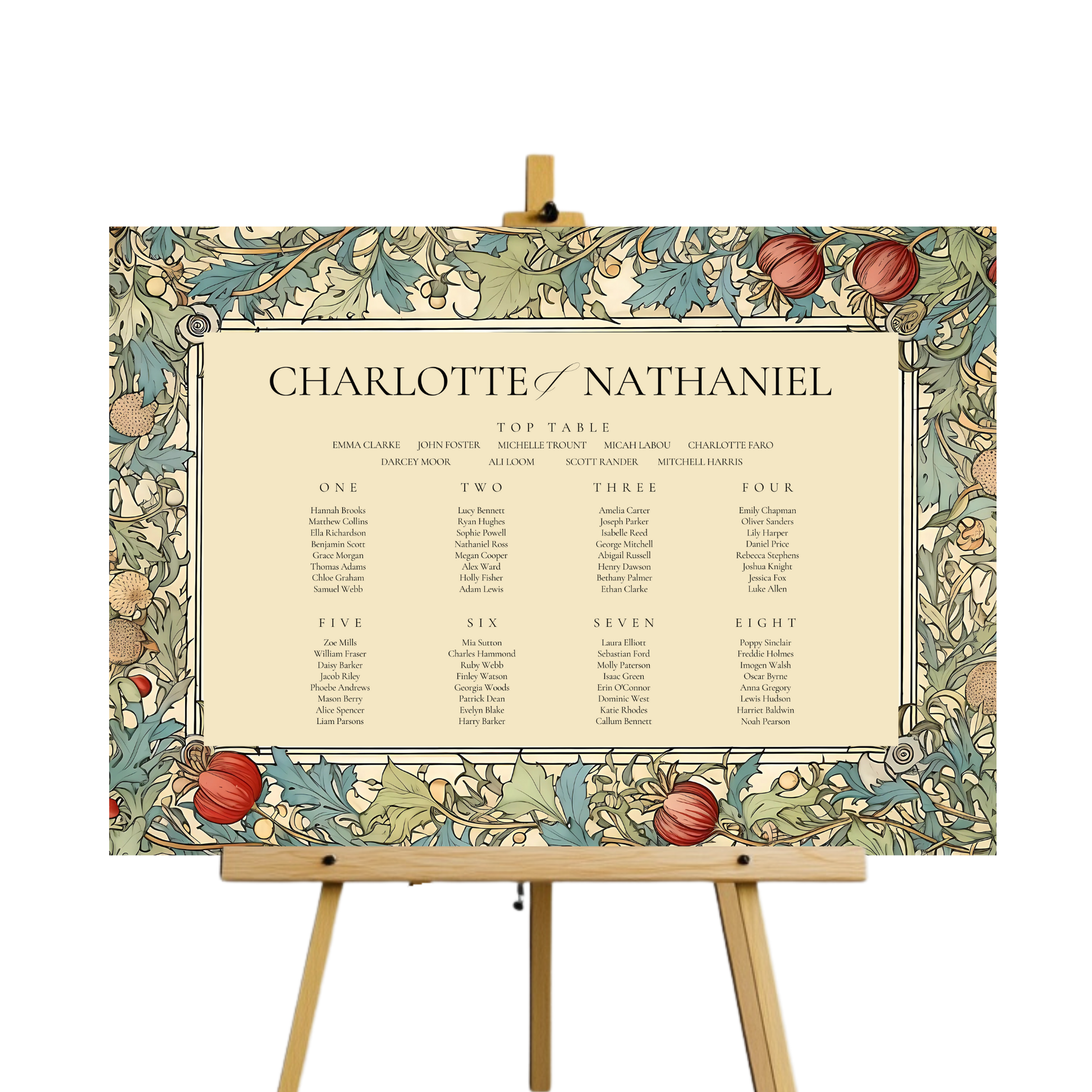 Vintage Arts & Crafts Seating Plan Sign