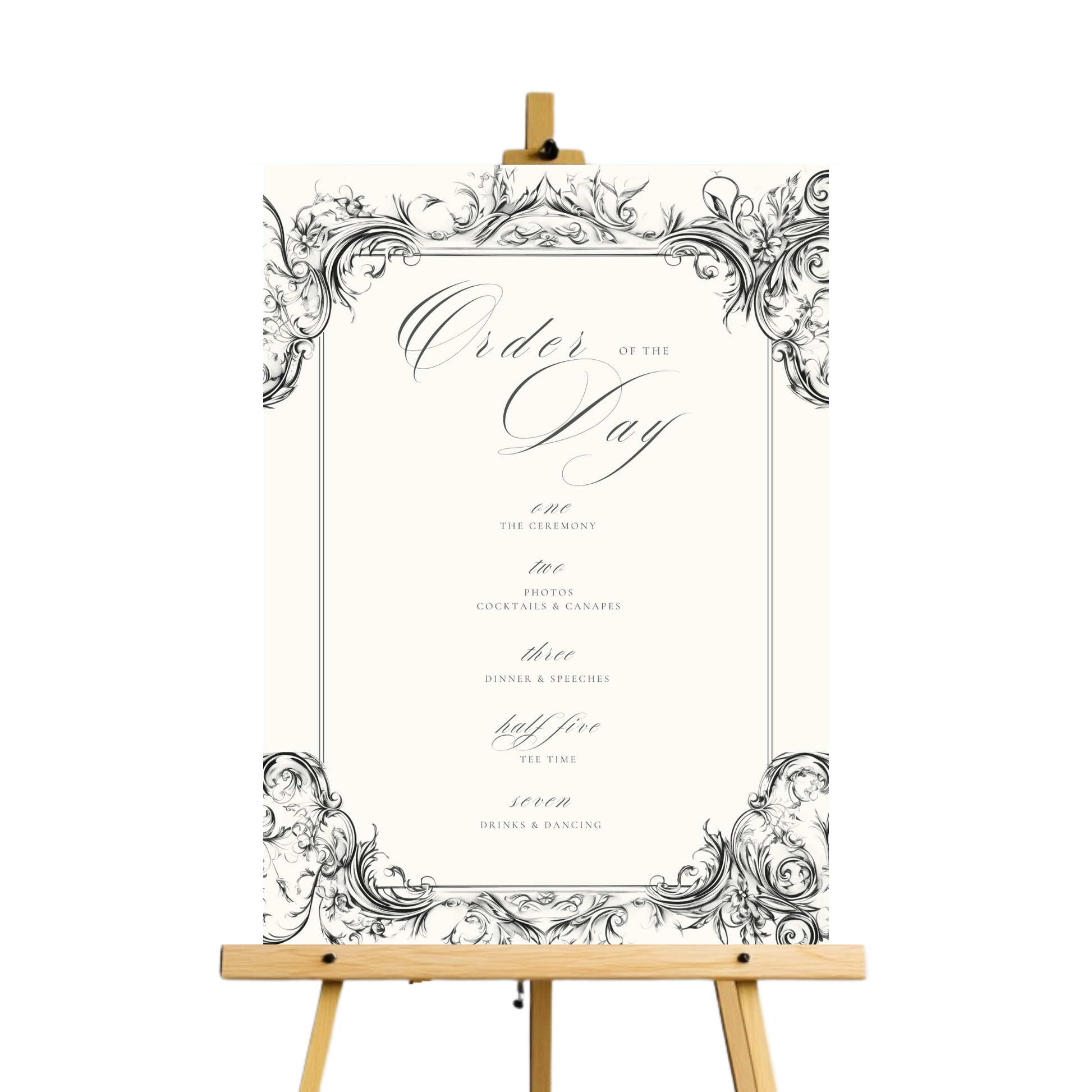 Vintage Monochrome Frame Order Of The Day Sign