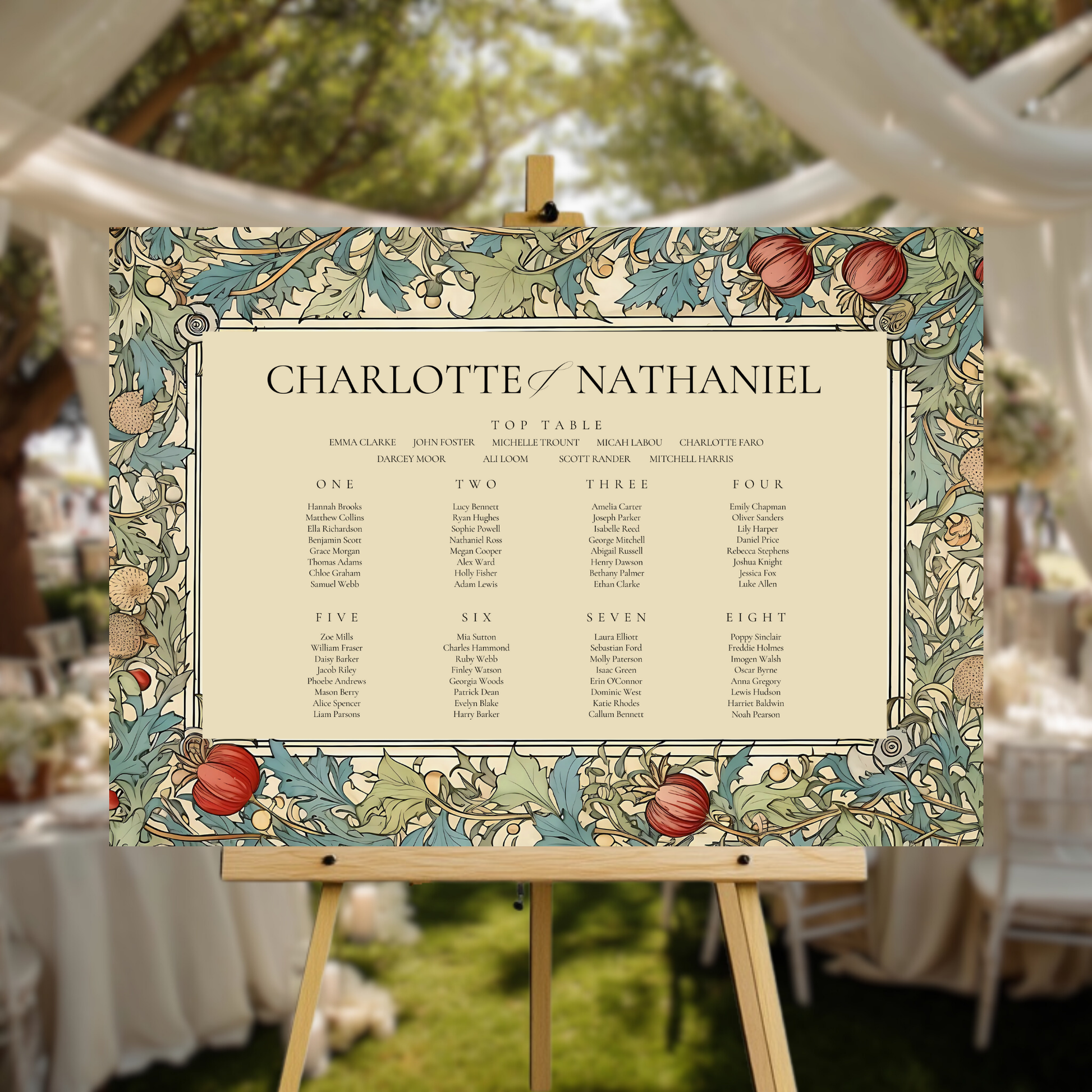 Vintage Arts & Crafts Seating Plan Sign
