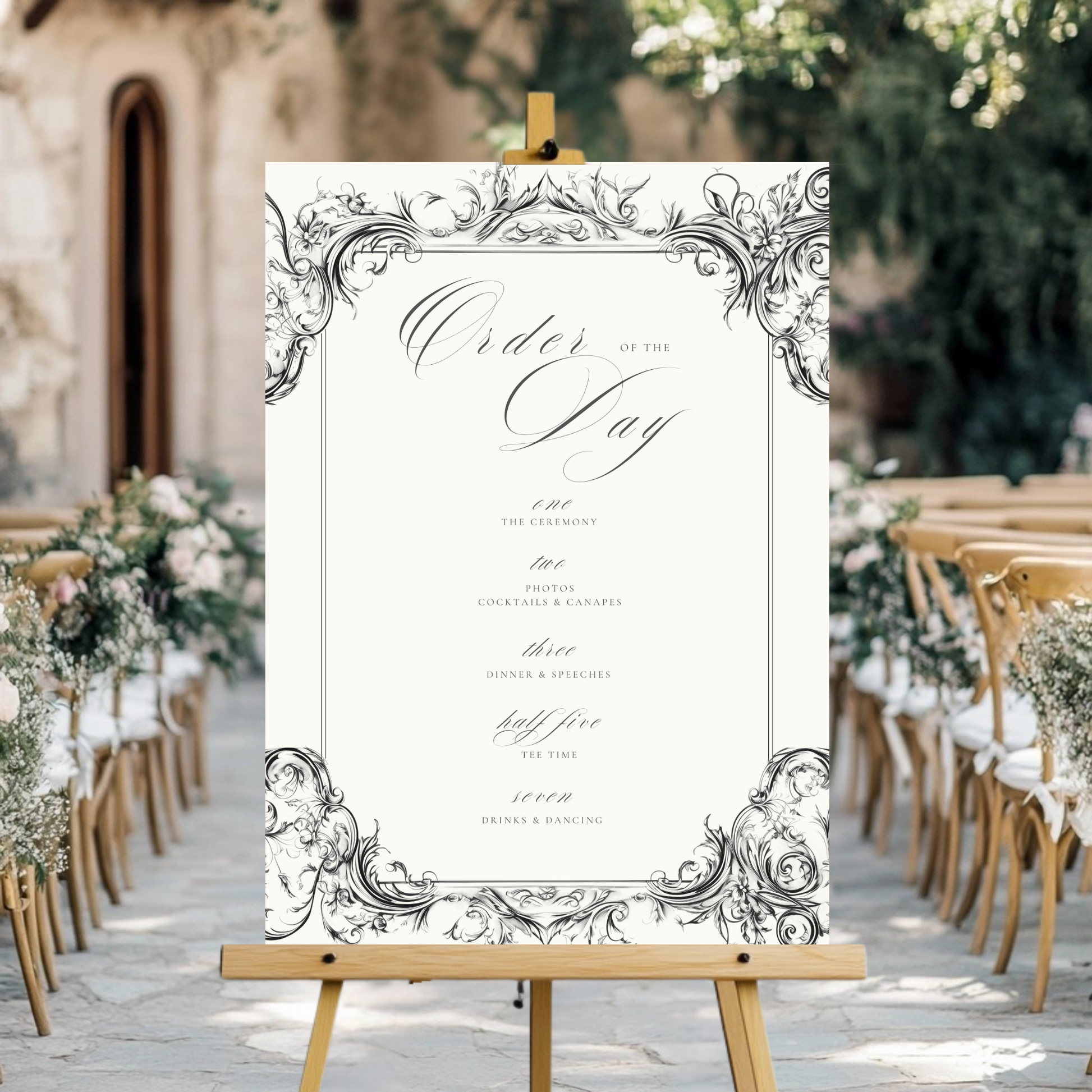 Vintage Monochrome Frame Order Of The Day Sign