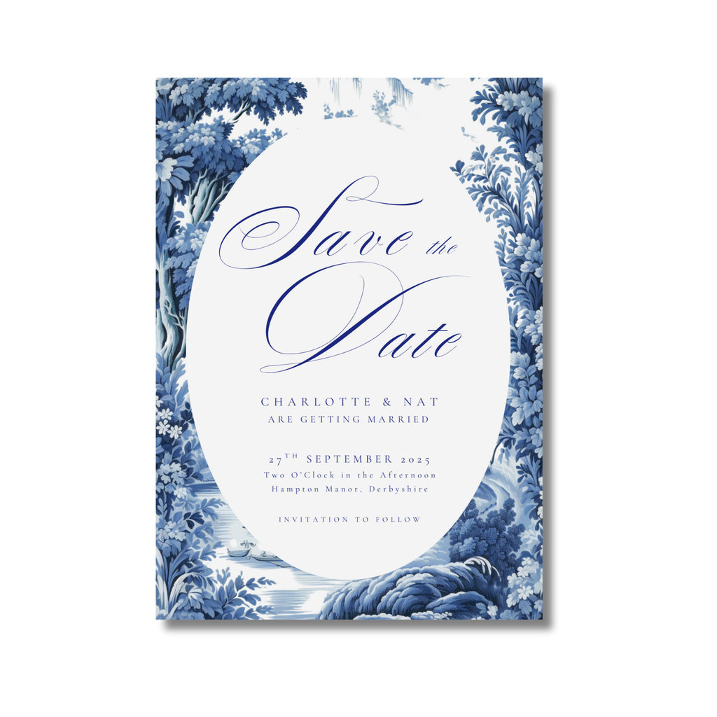 Blue Toile Save The Date