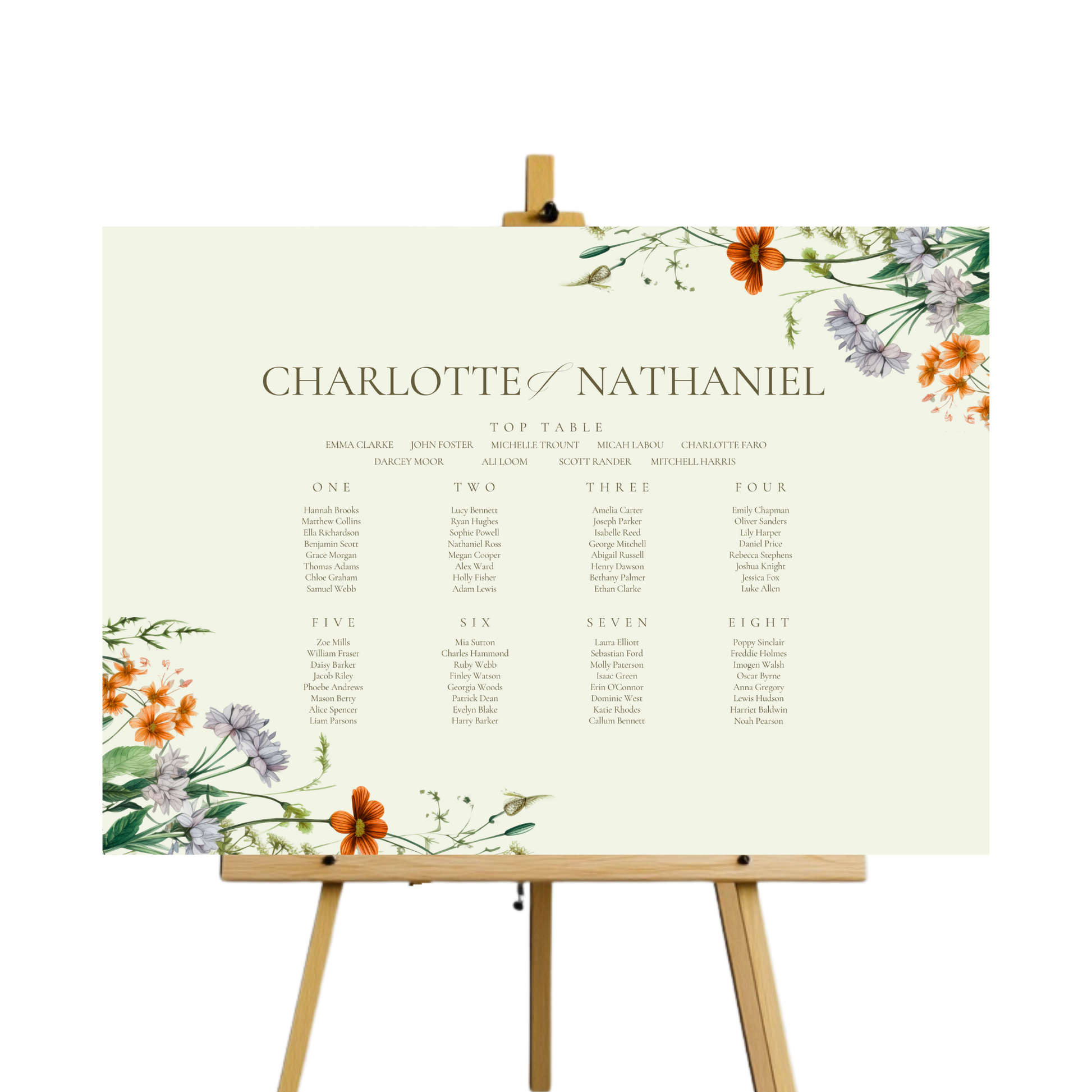 Green & Wildflower Seating Plan Sign