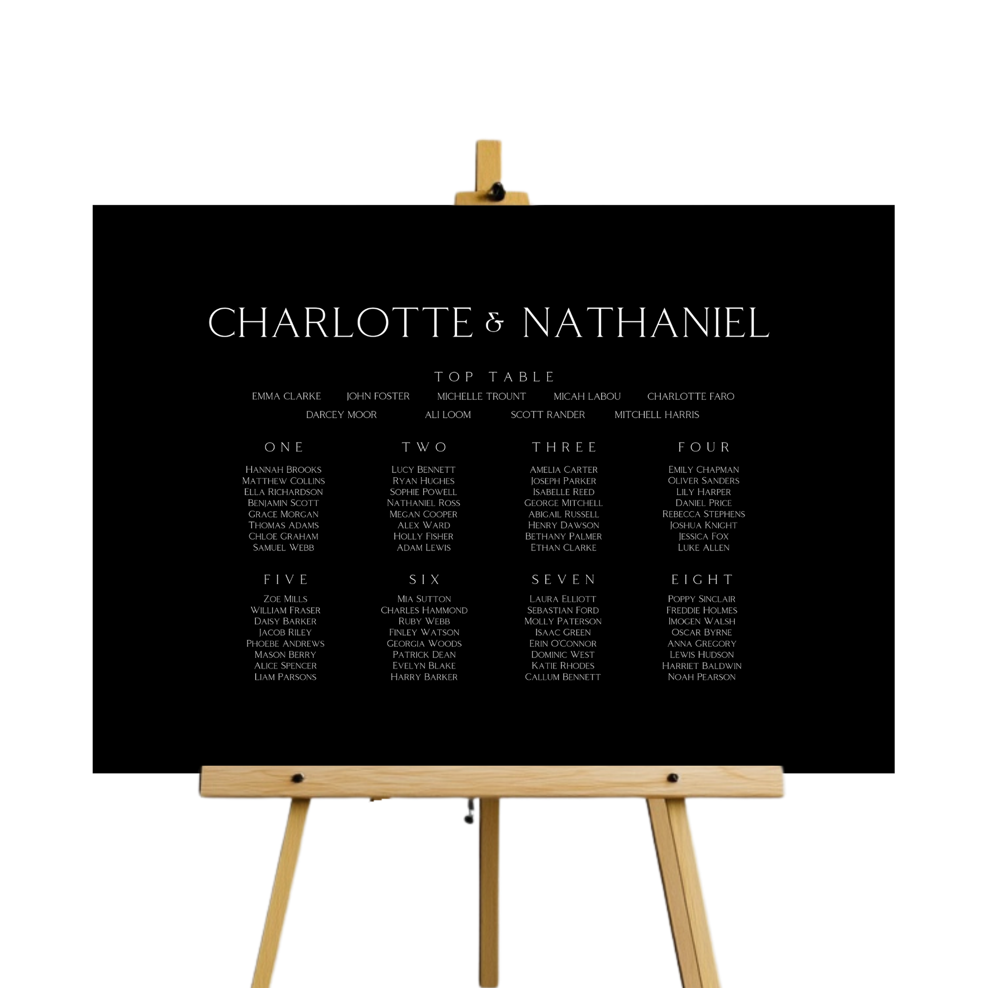 Monochrome Seating Plan Sign (Black)
