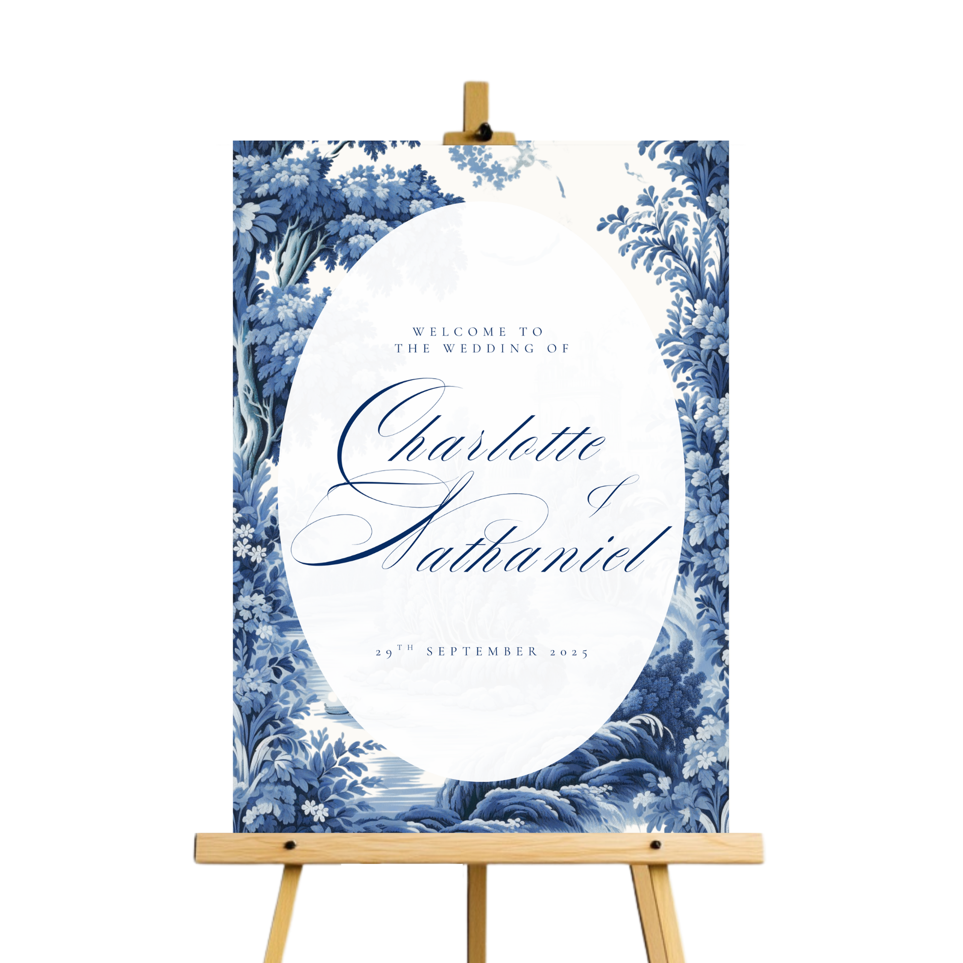 Blue Toile Welcome Sign
