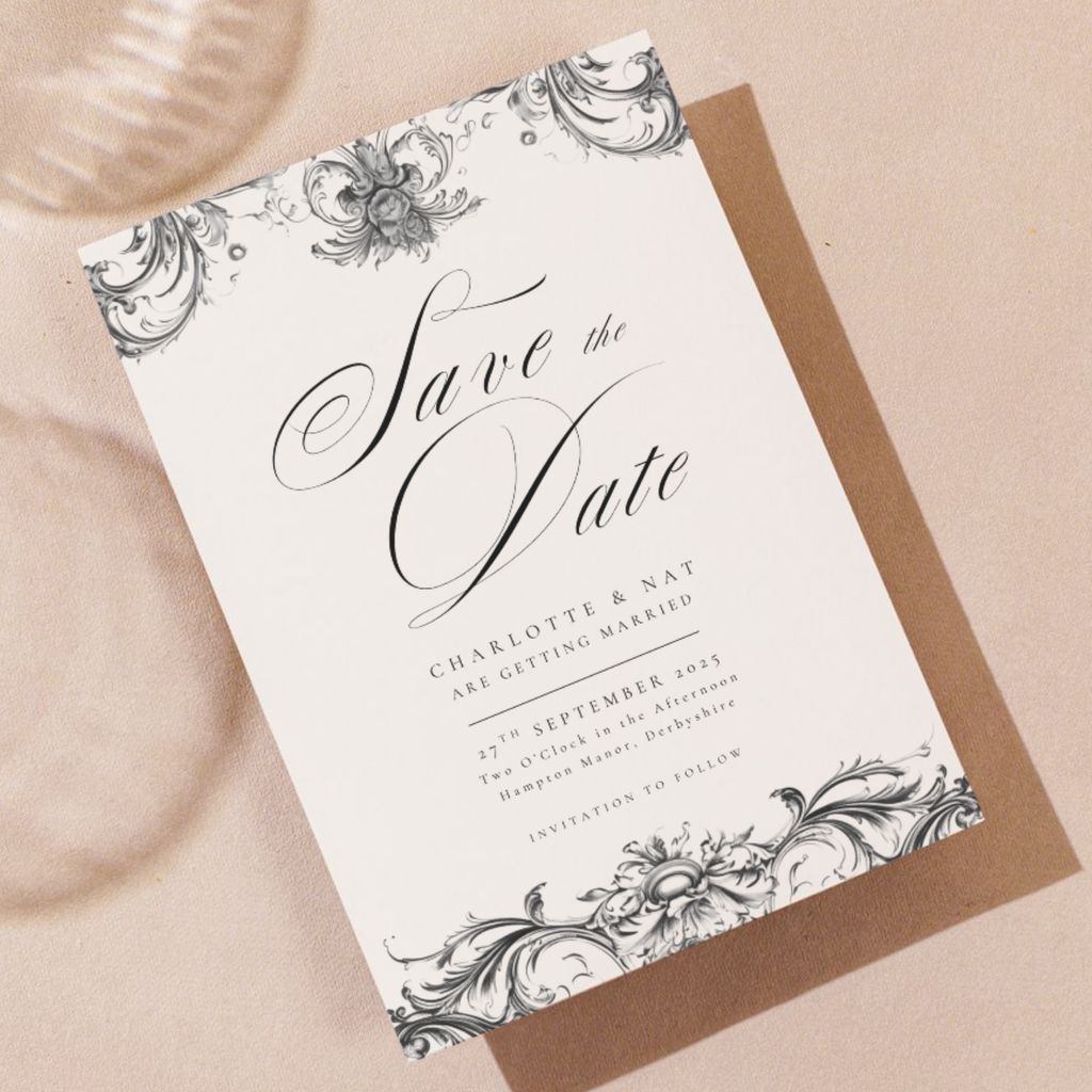 Vintage Monochrome Frame Save The Date