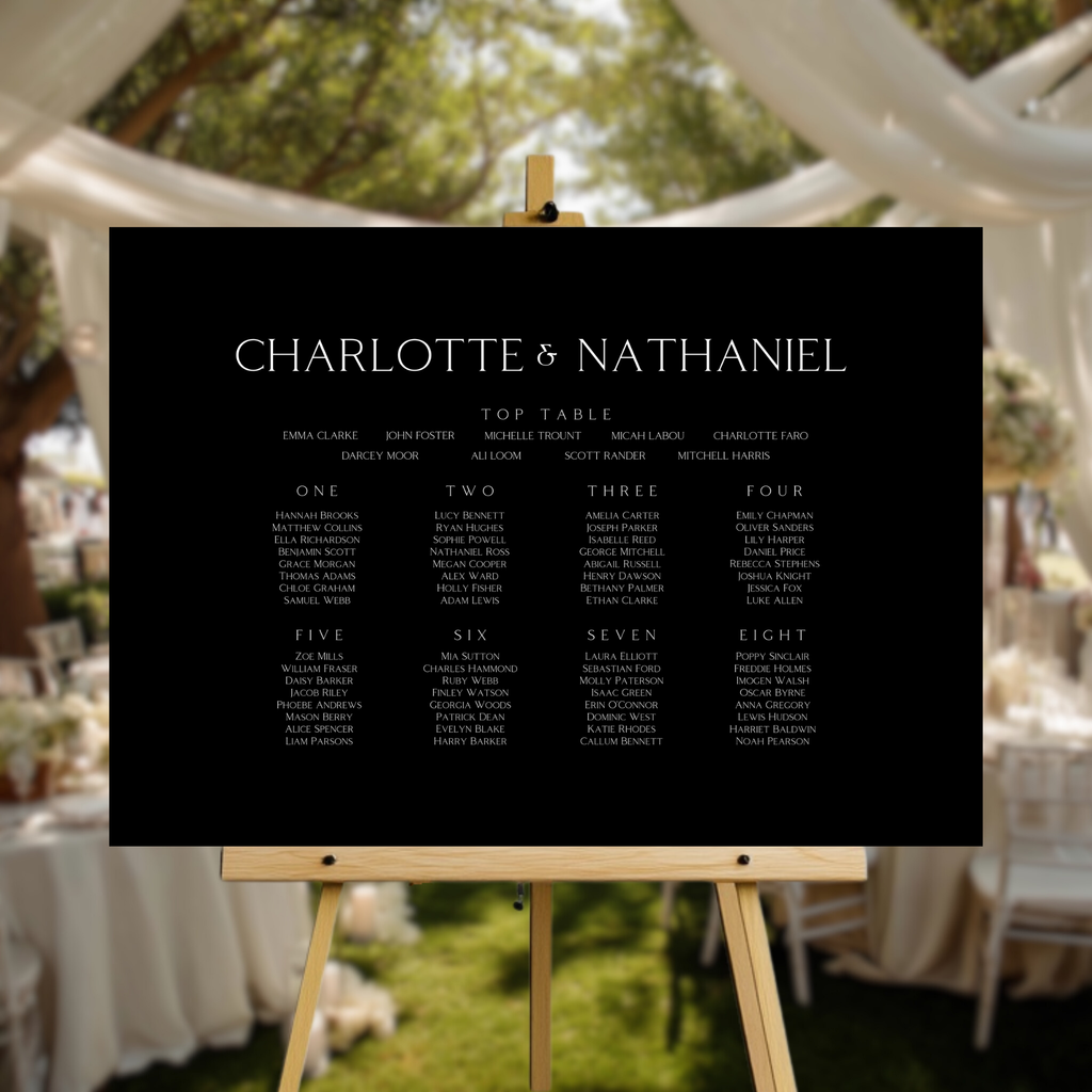 Monochrome Seating Plan Sign (Black)