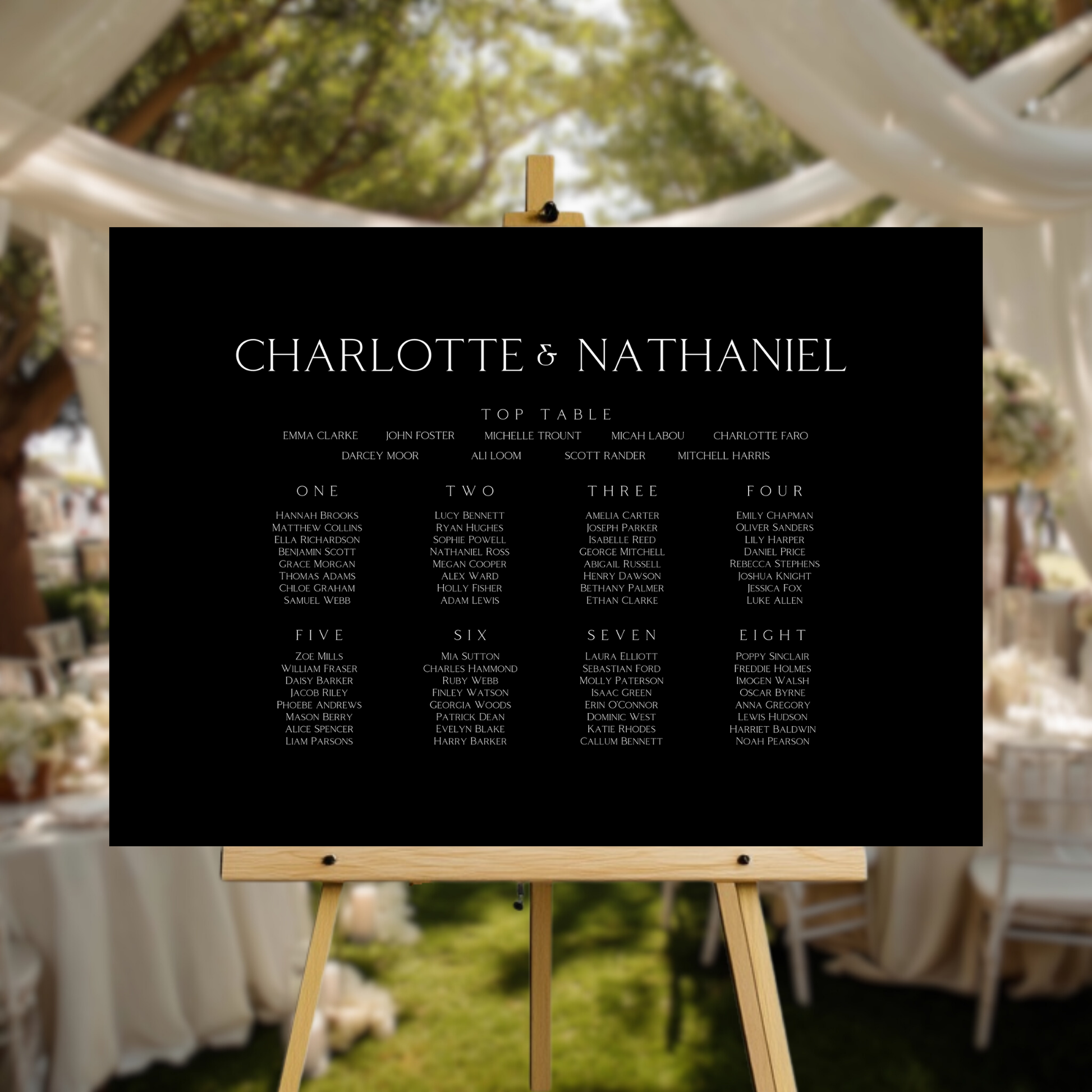 Monochrome Seating Plan Sign (Black)