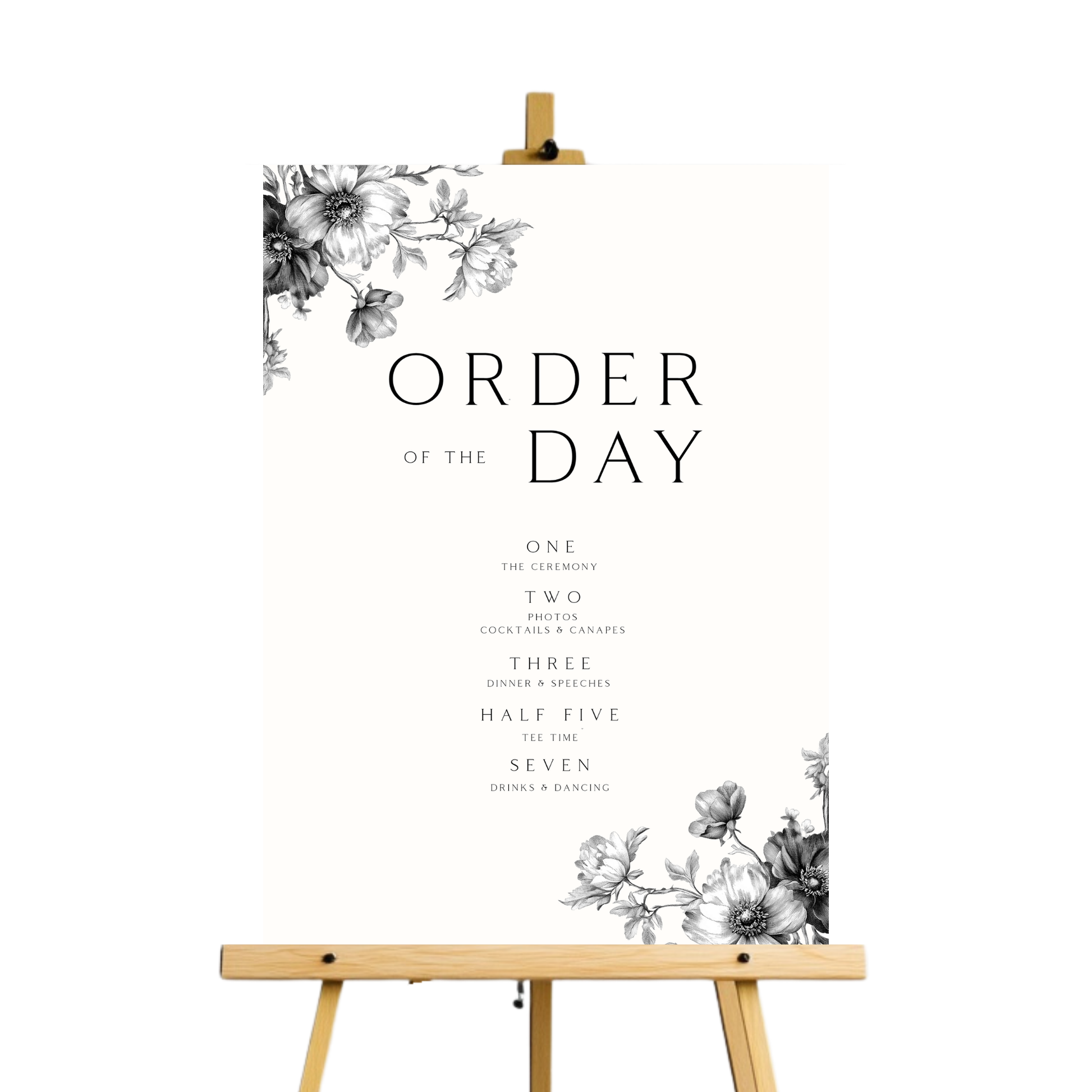 Monochrome Wreath Order Of The Day Sign