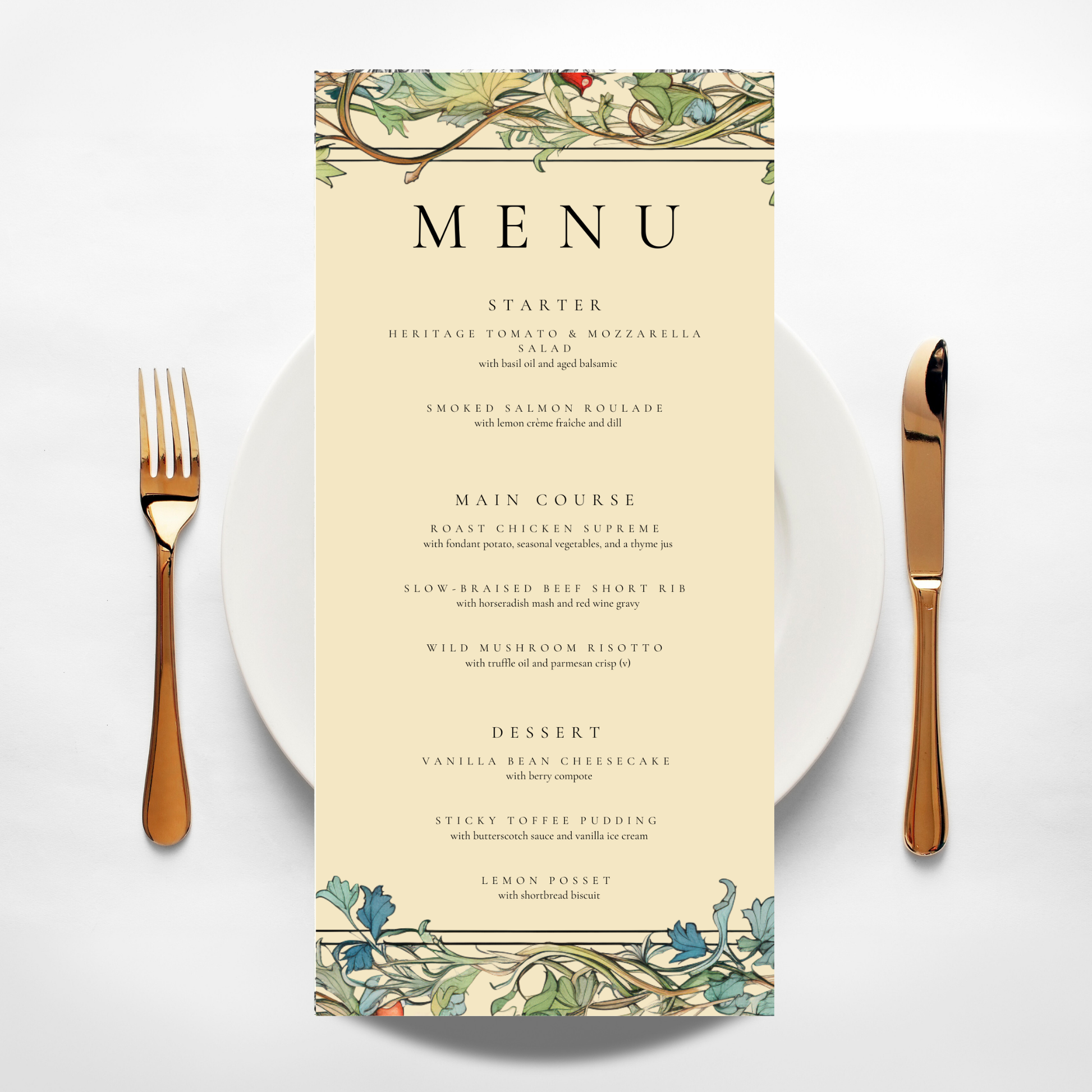 Vintage Arts & Crafts Menu