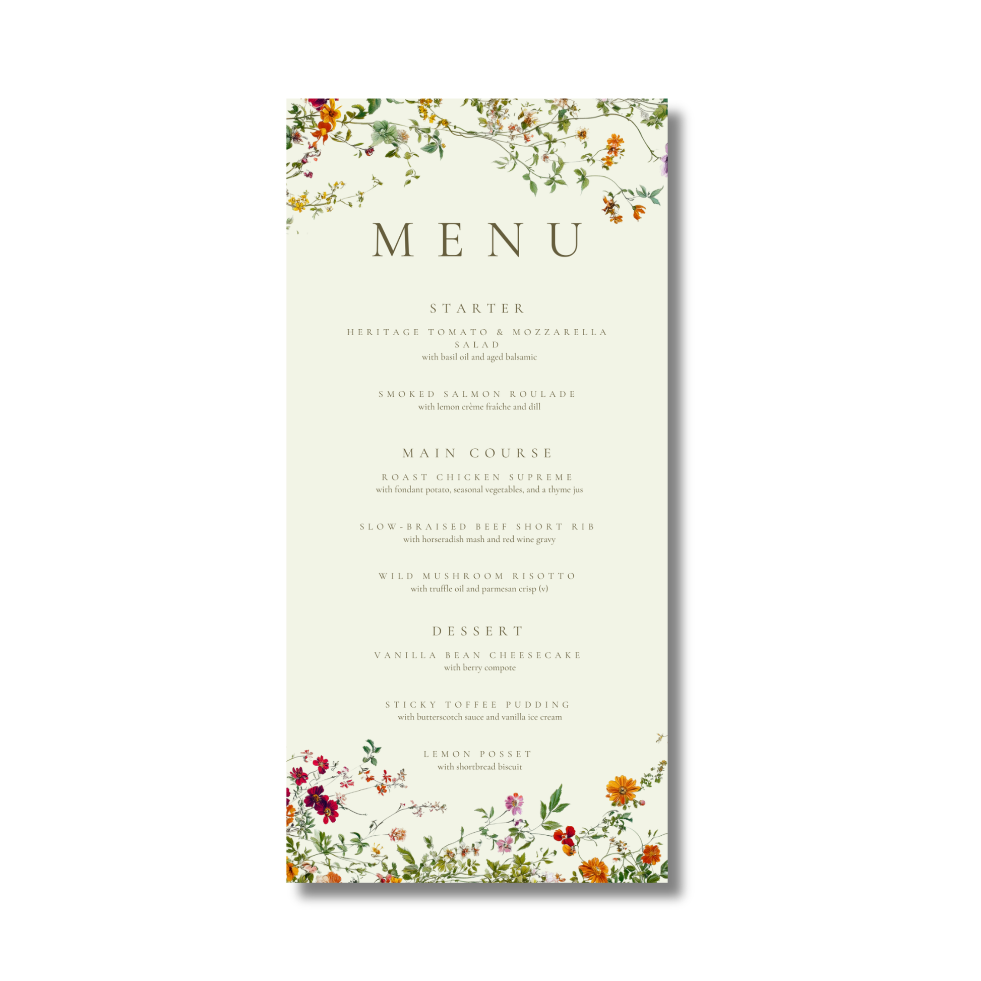 Green & Wildflower Menu