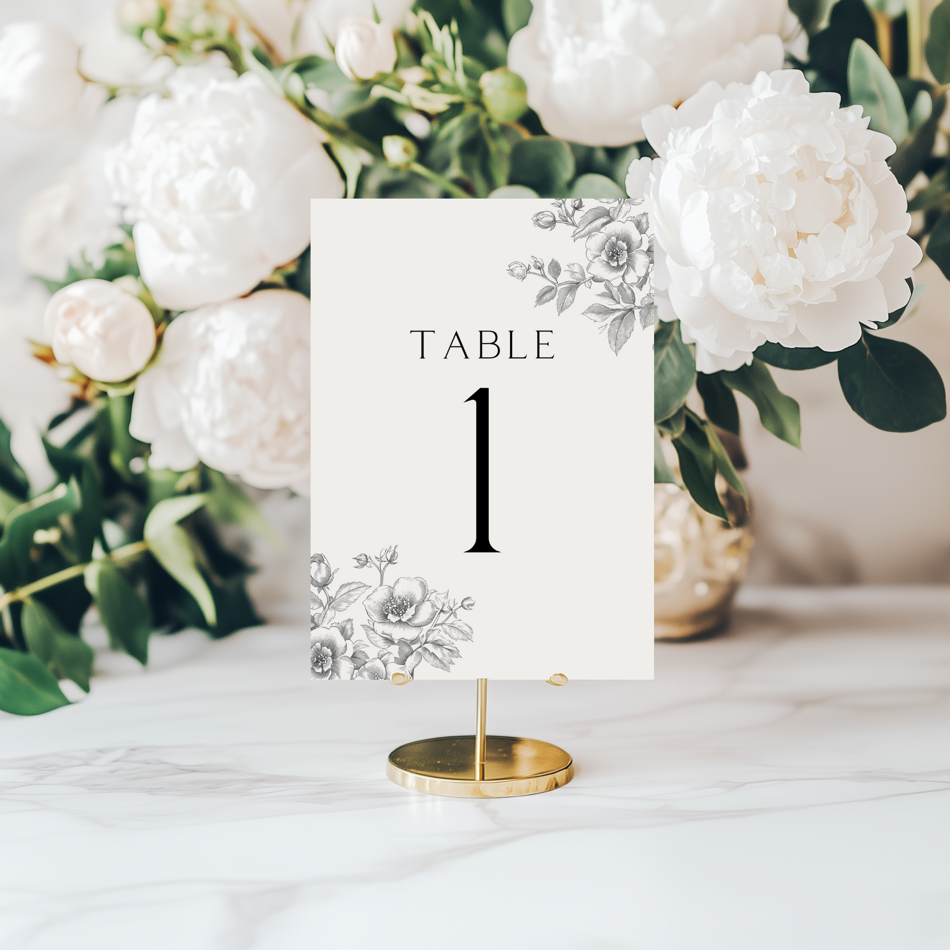Rose Etching Table Numbers (Cream)