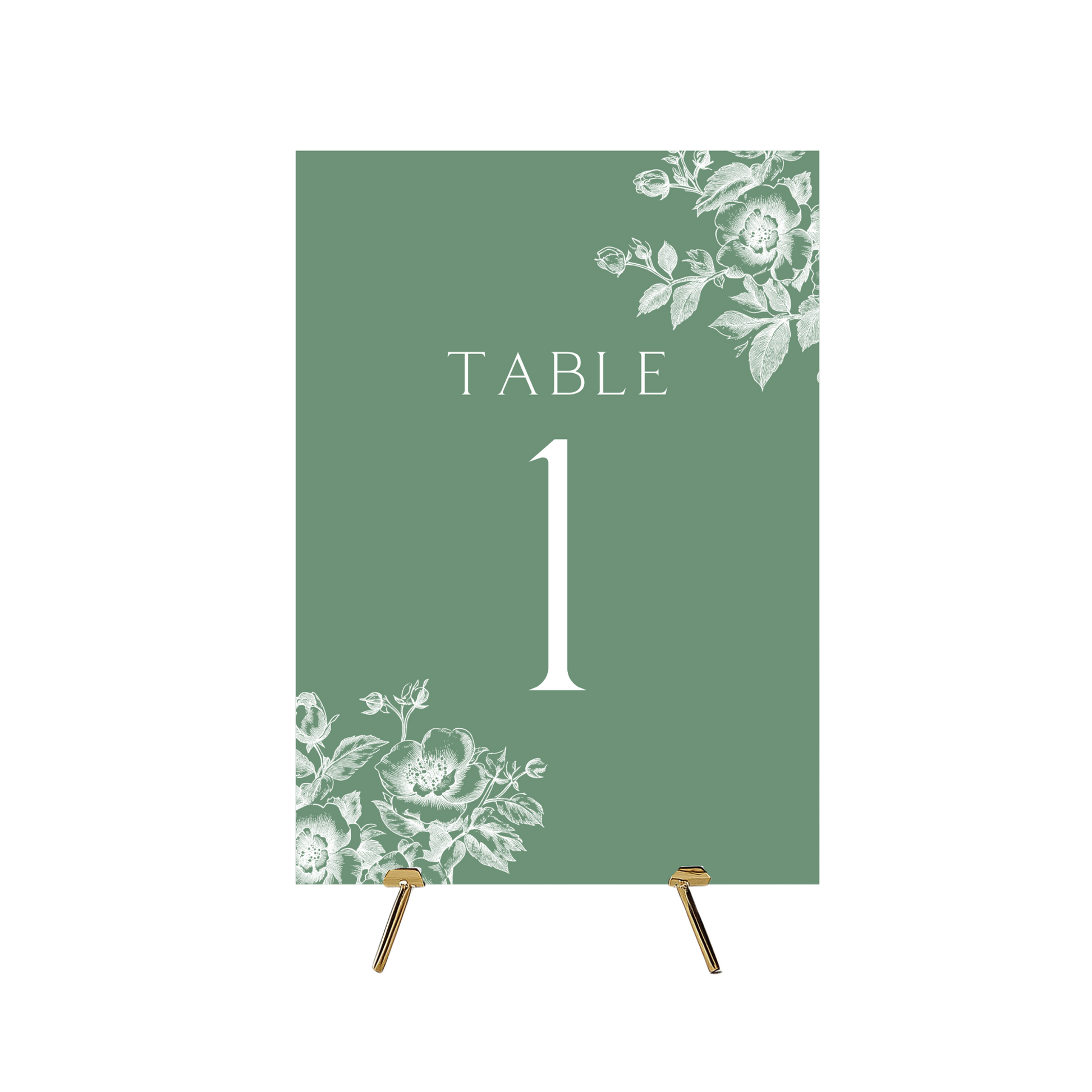 Rose Etching Table Numbers (Sage Green)