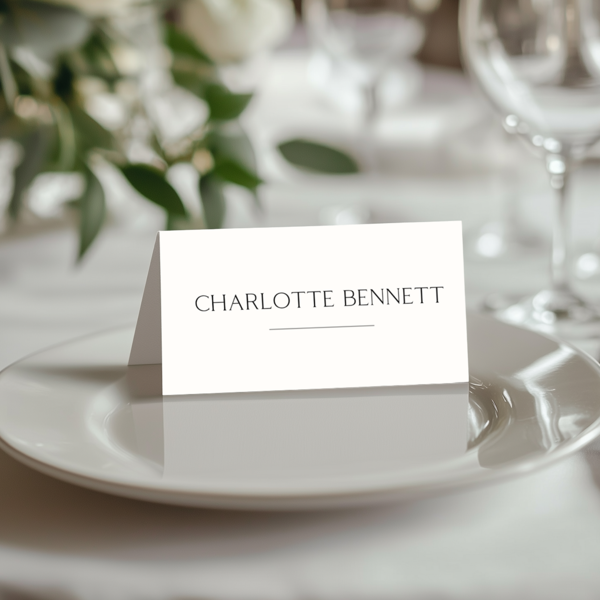 Monochrome Name Place Cards (Off-White)