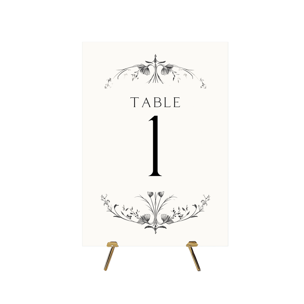 Illustrated Floral Arch Table Numbers (Cream)