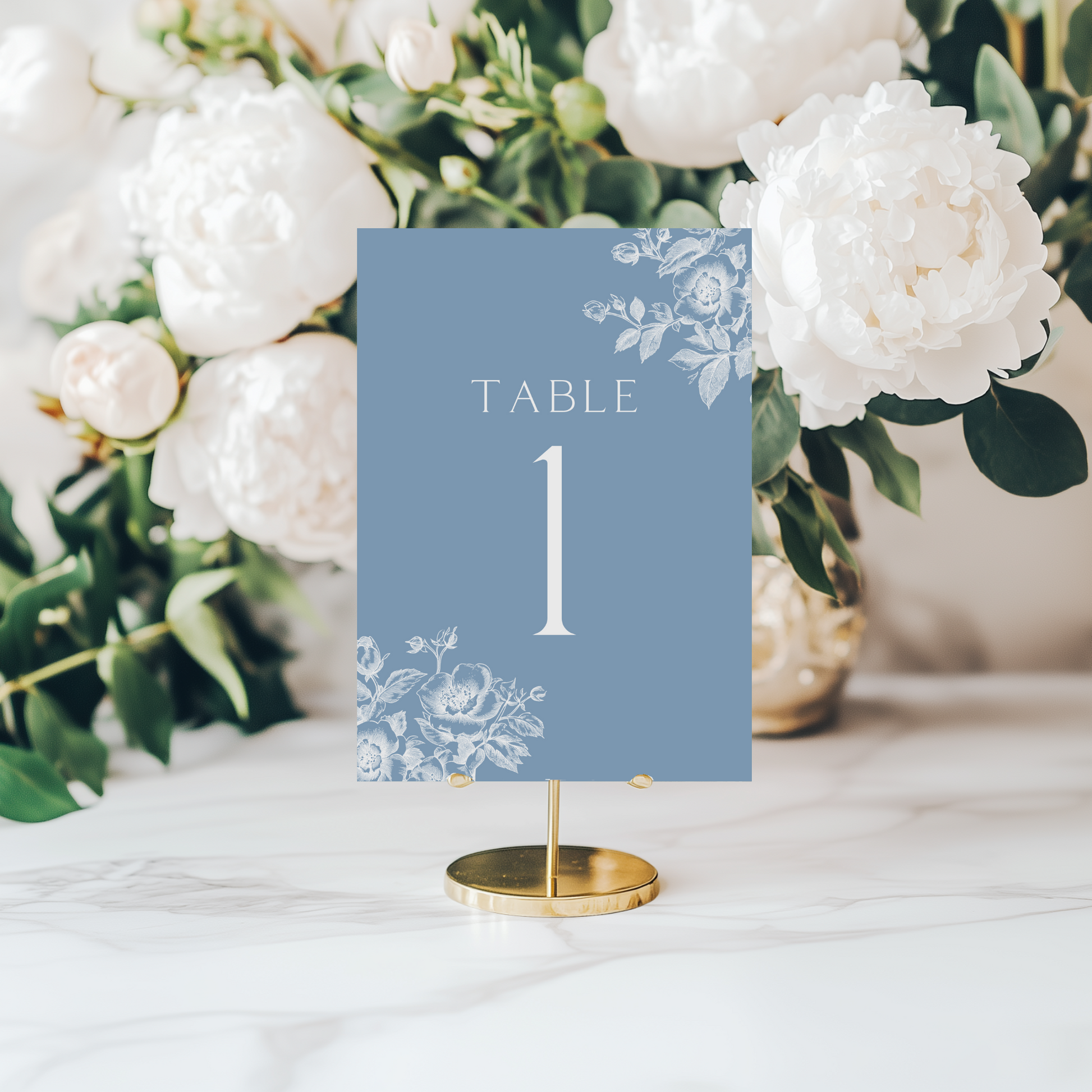 Rose Etching Table Numbers (Dusty Blue)