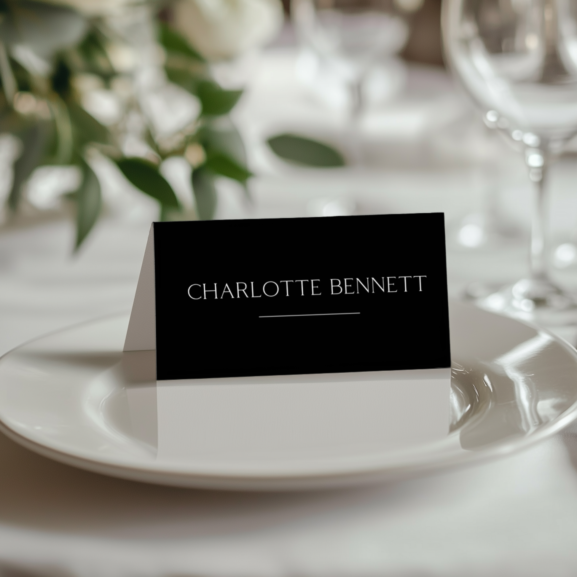 Monochrome Name Place Cards (Black)
