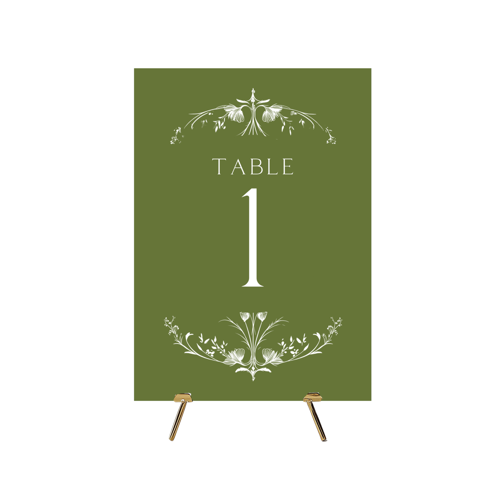 Illustrated Floral Arch Table Numbers (Green)