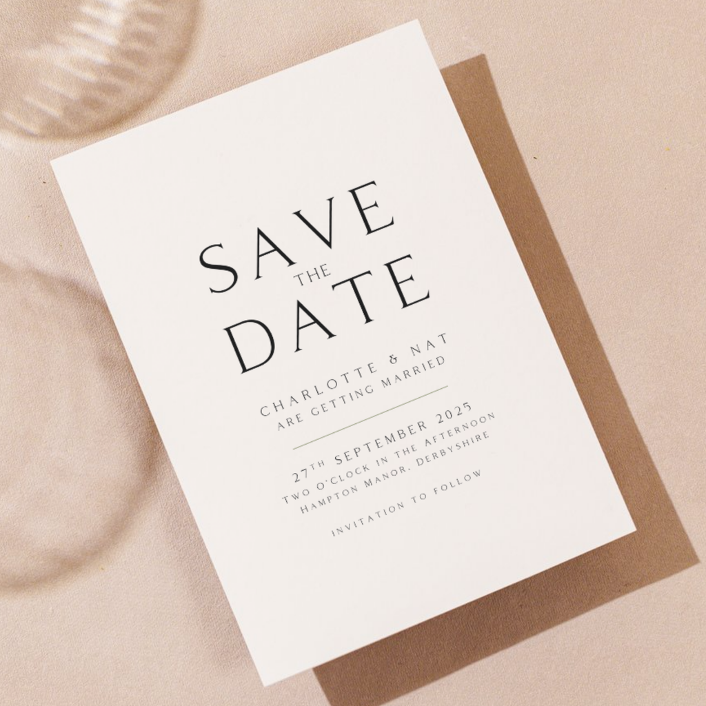 Monochrome Initials Save The Date (Off-White)