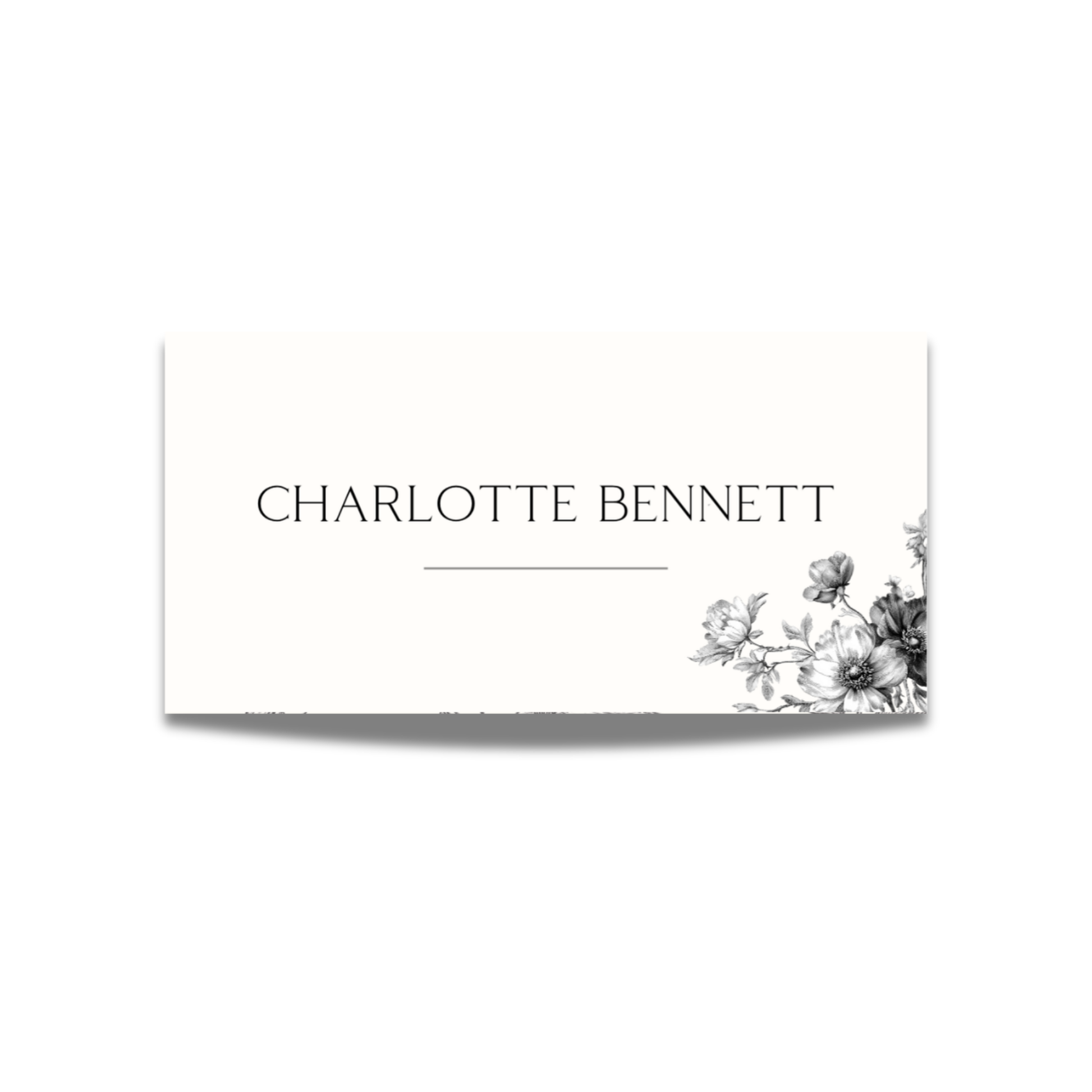 Monochrome Wreath Name Place Cards (To Pair With Monogram Wreath)